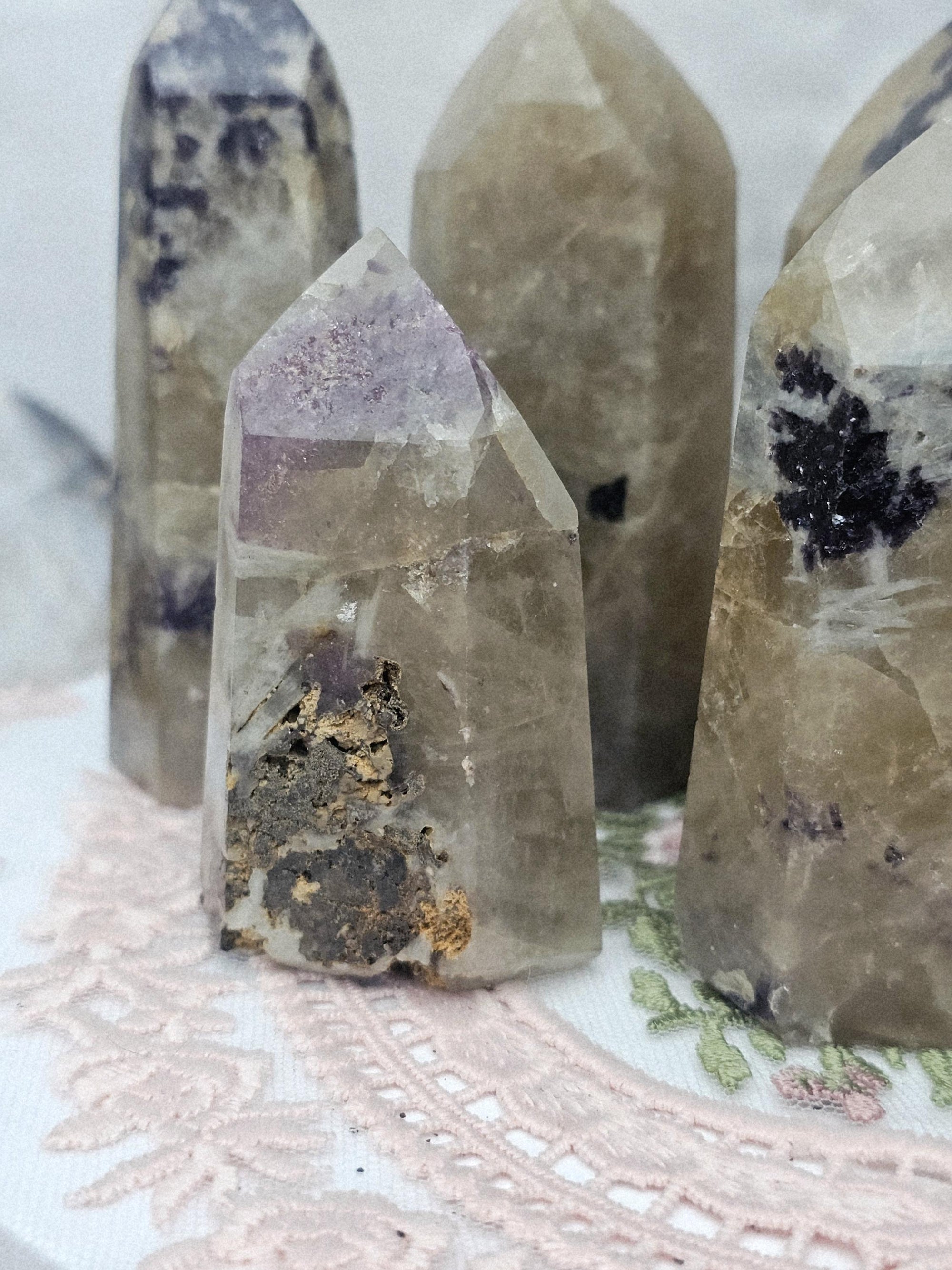 Non Heat Treated Citrine and Lepidolite Tower, Crystal, Natural Citrine Tower, Gift for Her