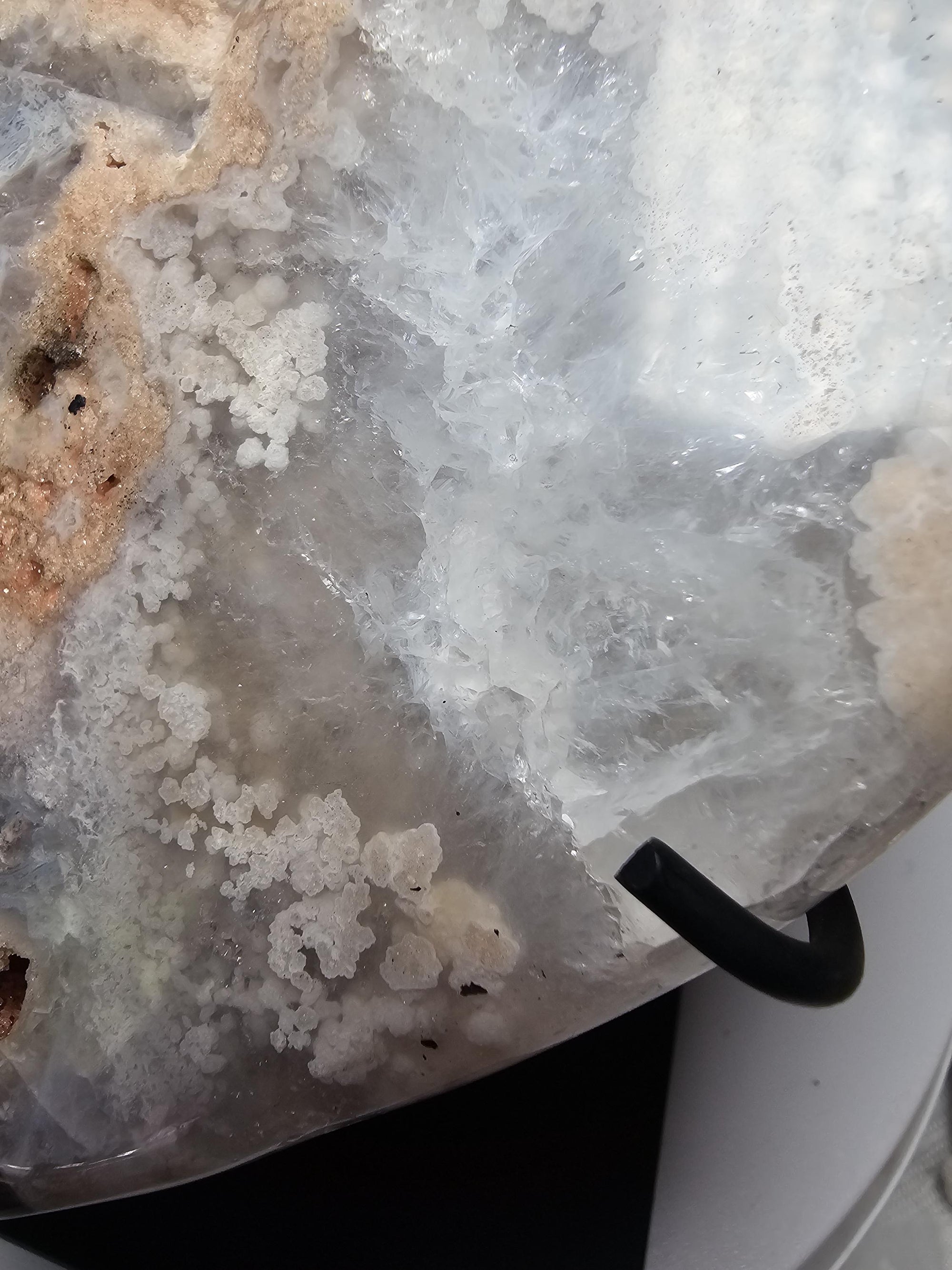 Rare Pink Amethyst with Rutile and Druzy , Druzy Moon, Crystal Moon,Gift