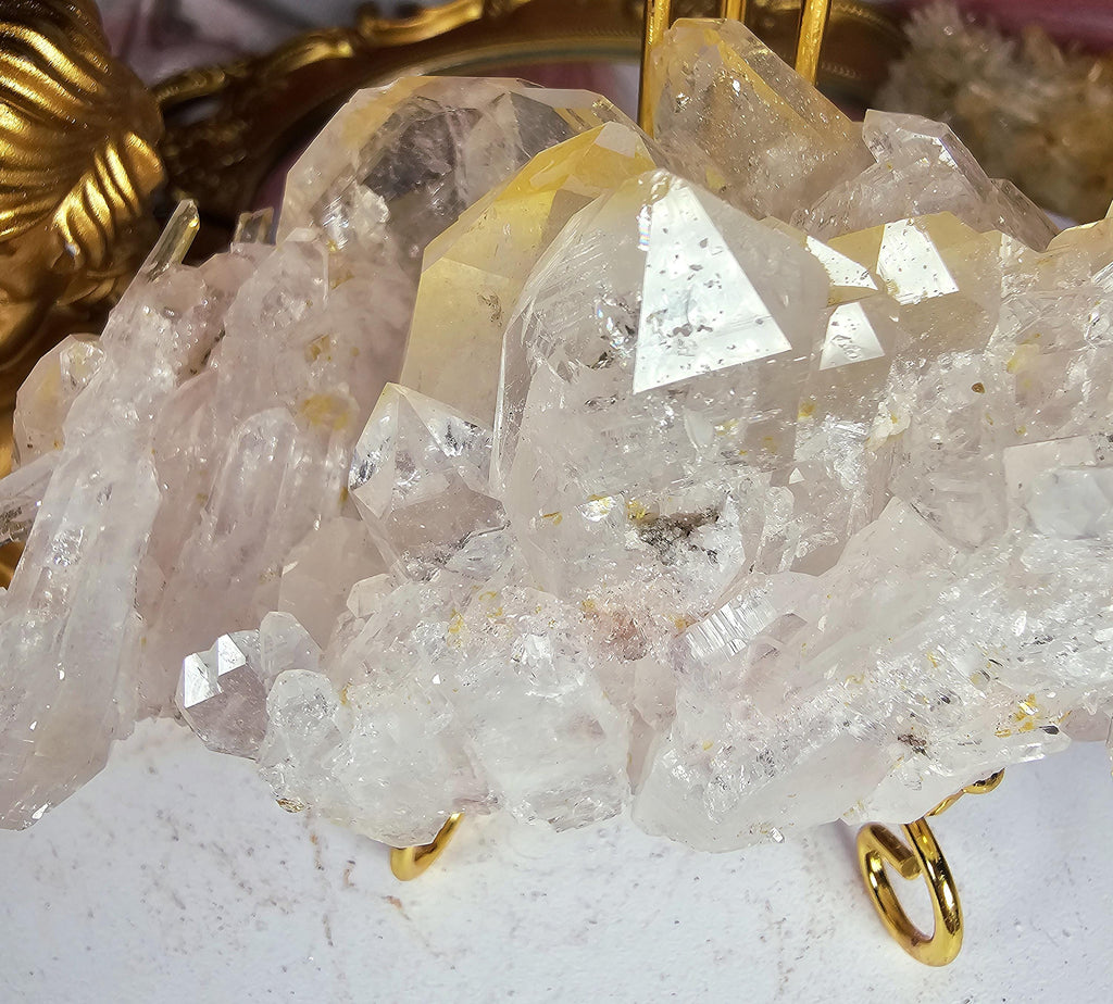 RARE Pink Tabby Lemurian Quartz Cluster, Mango Quartz and Pink Lemurian Quartz Cluster Columbia, Crystal Cluster