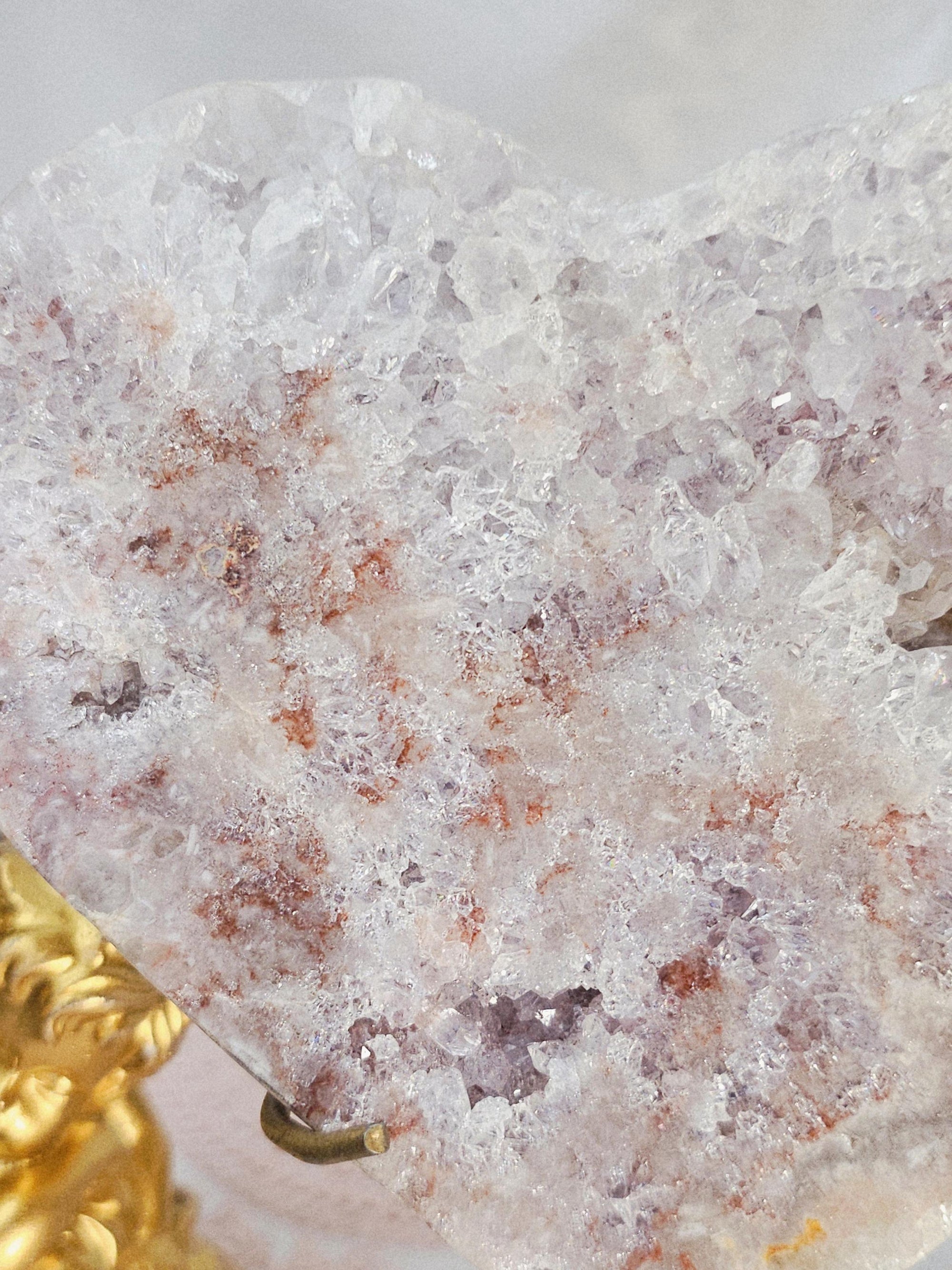 Pink Amethyst Druzy Heart on Rose Gold Stand