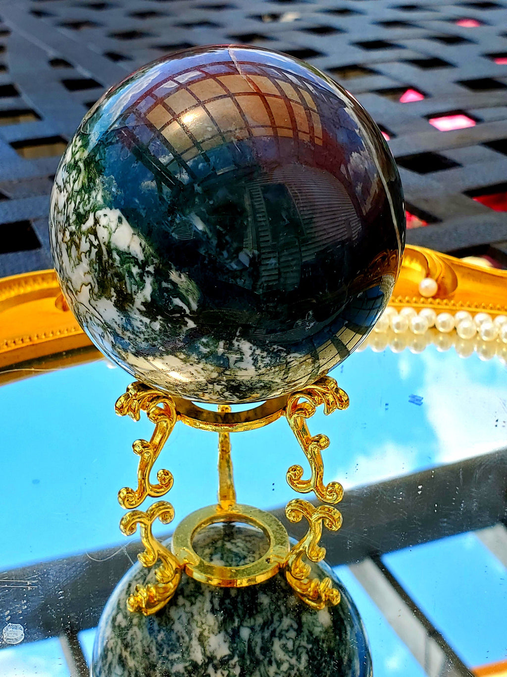 Moss Agate Crystal Sphere, Moss Agate Crystal Ball, crystals, Healing crystals