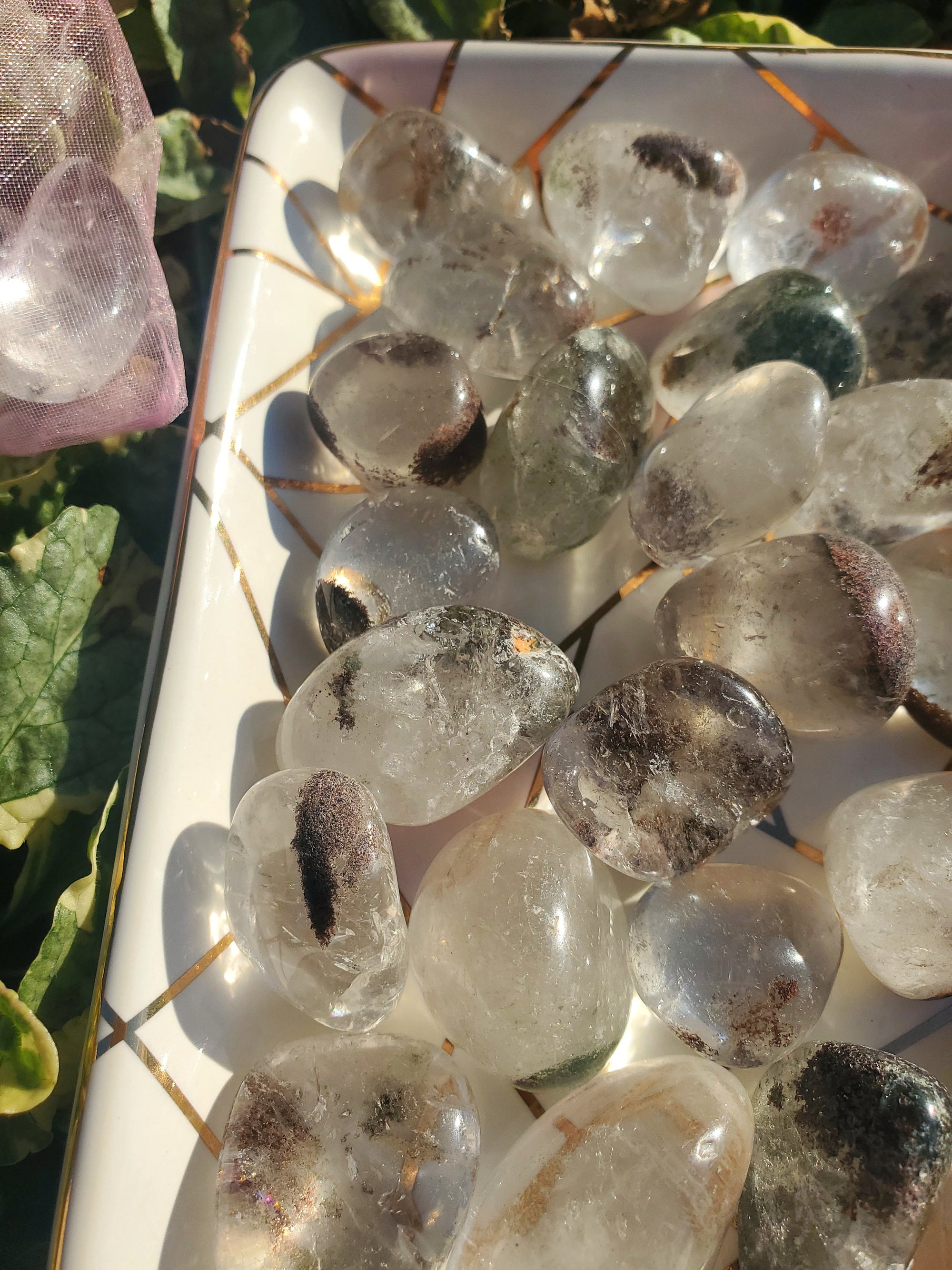 5 Garden Quartz Tumble Stones, Scenic Healing Crystals