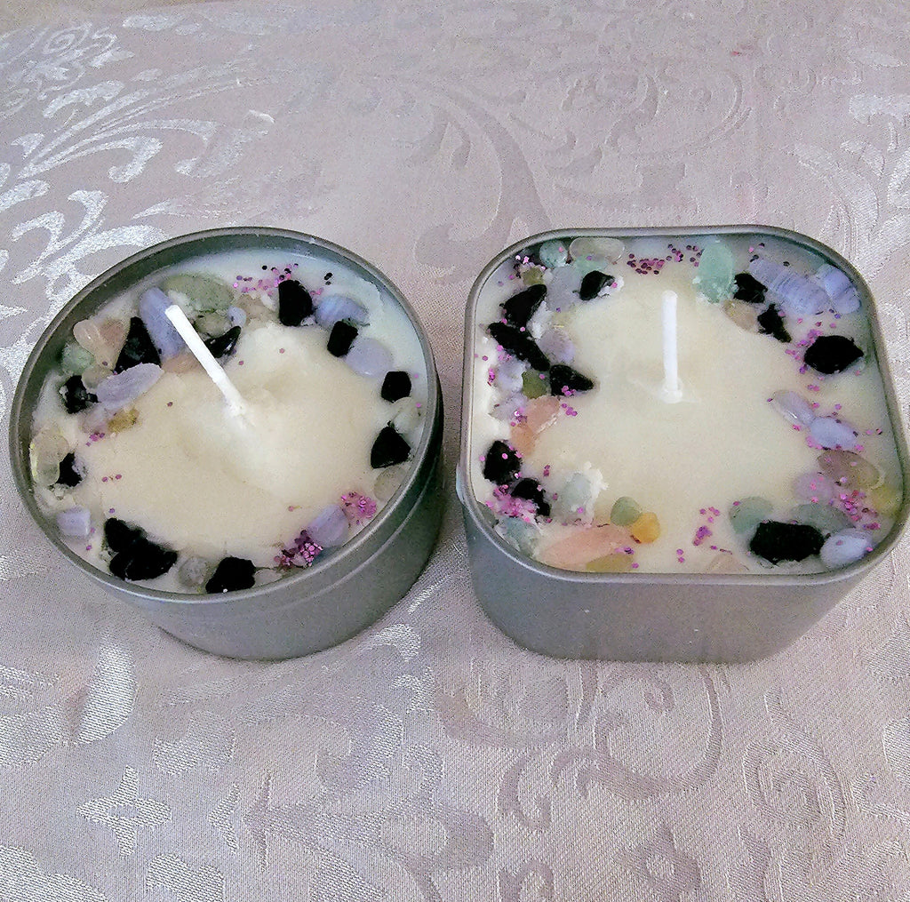 Candles for manifesting/ manifestation candles/candles with crystals/ intention candles for blessings and abundance/spiritual candles/ wish
