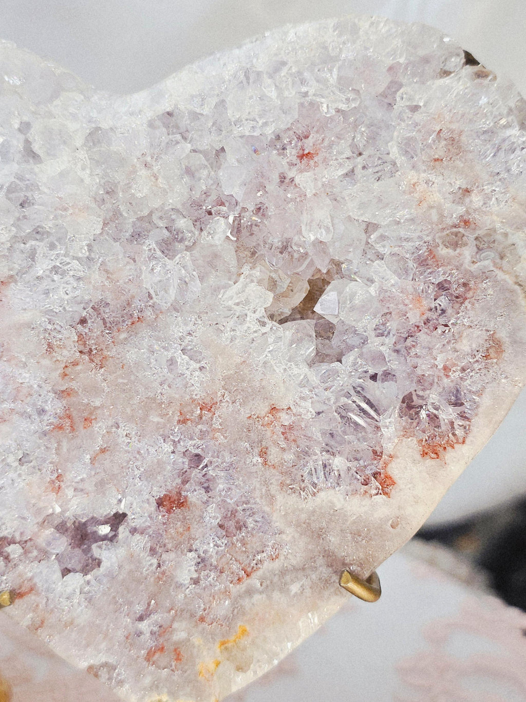 Pink Amethyst Druzy Heart on Rose Gold Stand