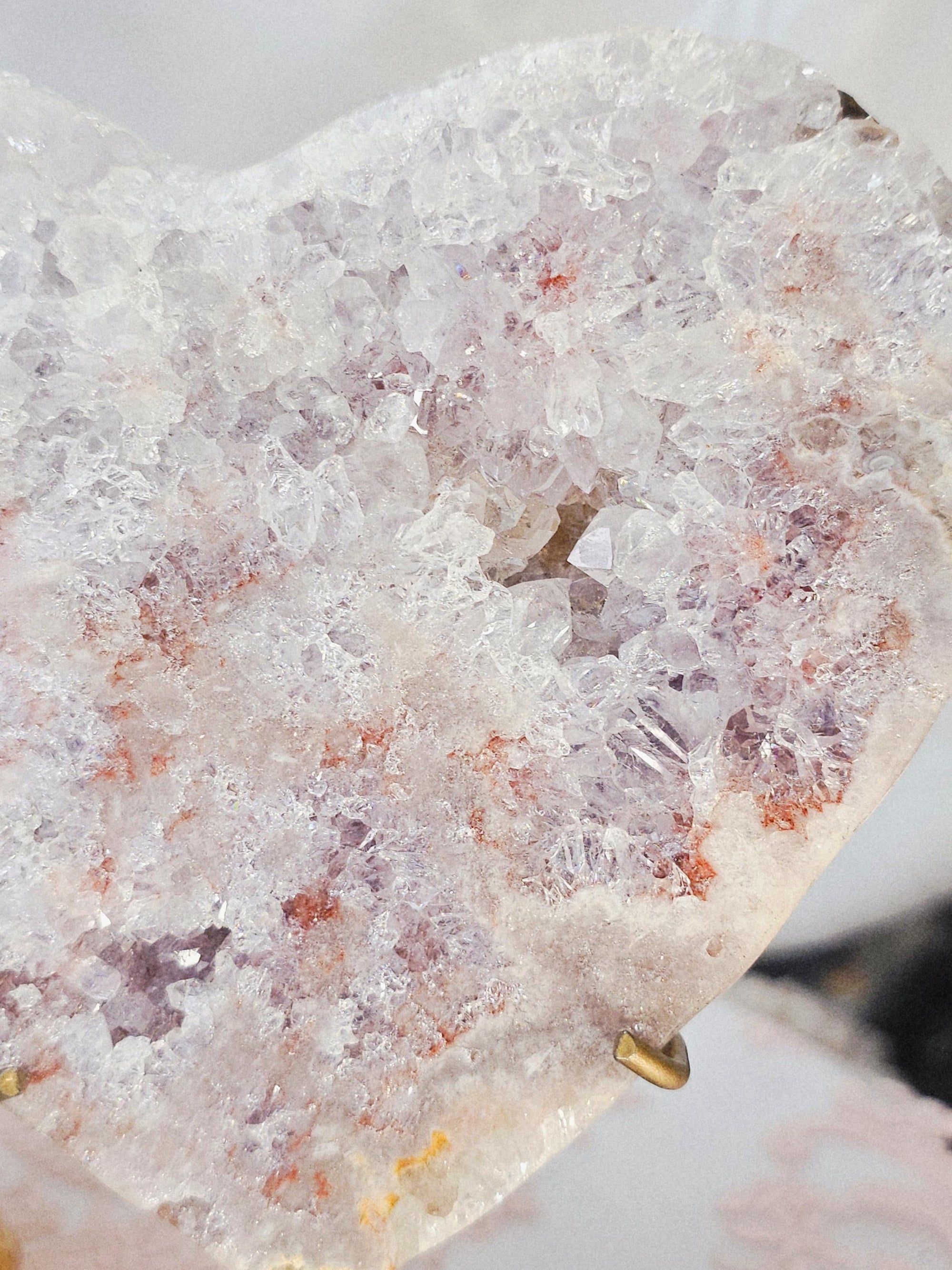Pink Amethyst Druzy Heart on Rose Gold Stand