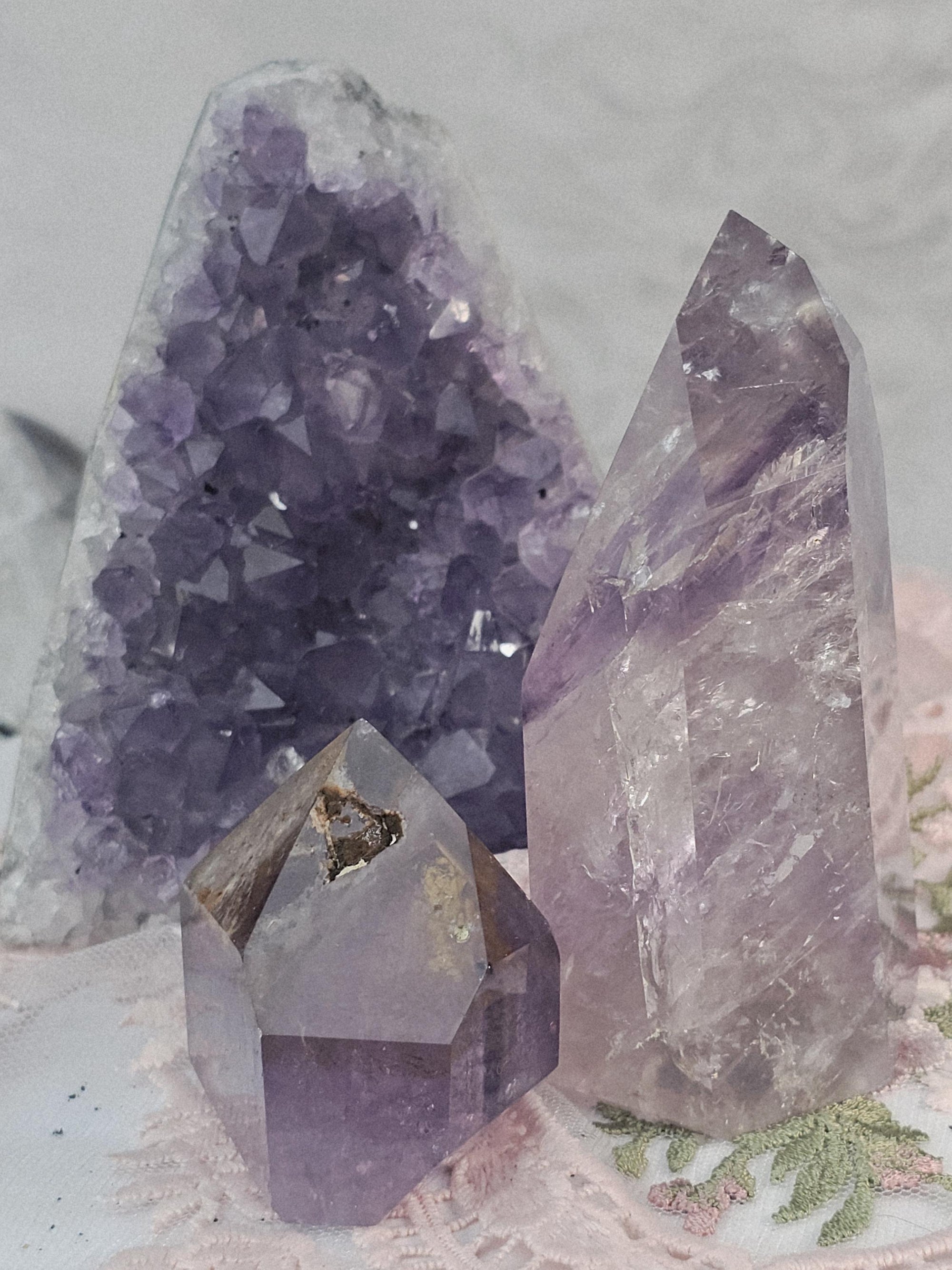 Amethyst Crystal Set, Golden Healer, Phantom Amethyst, Cutbase
