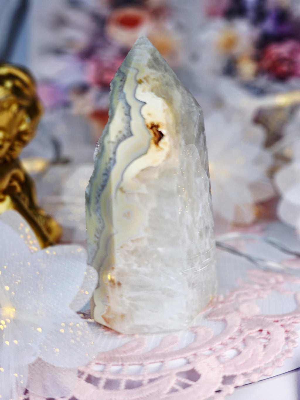 Druzy Agate Tower, Crystal Gift, Home Decor