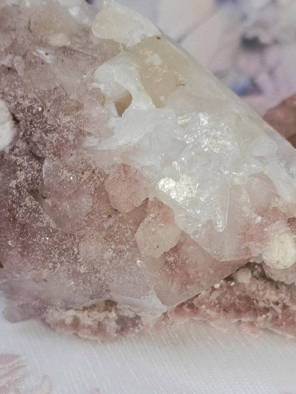 Rare Pink Sugar Apophyllite Crystal Cluster, Flashy Sparkly Gem, India