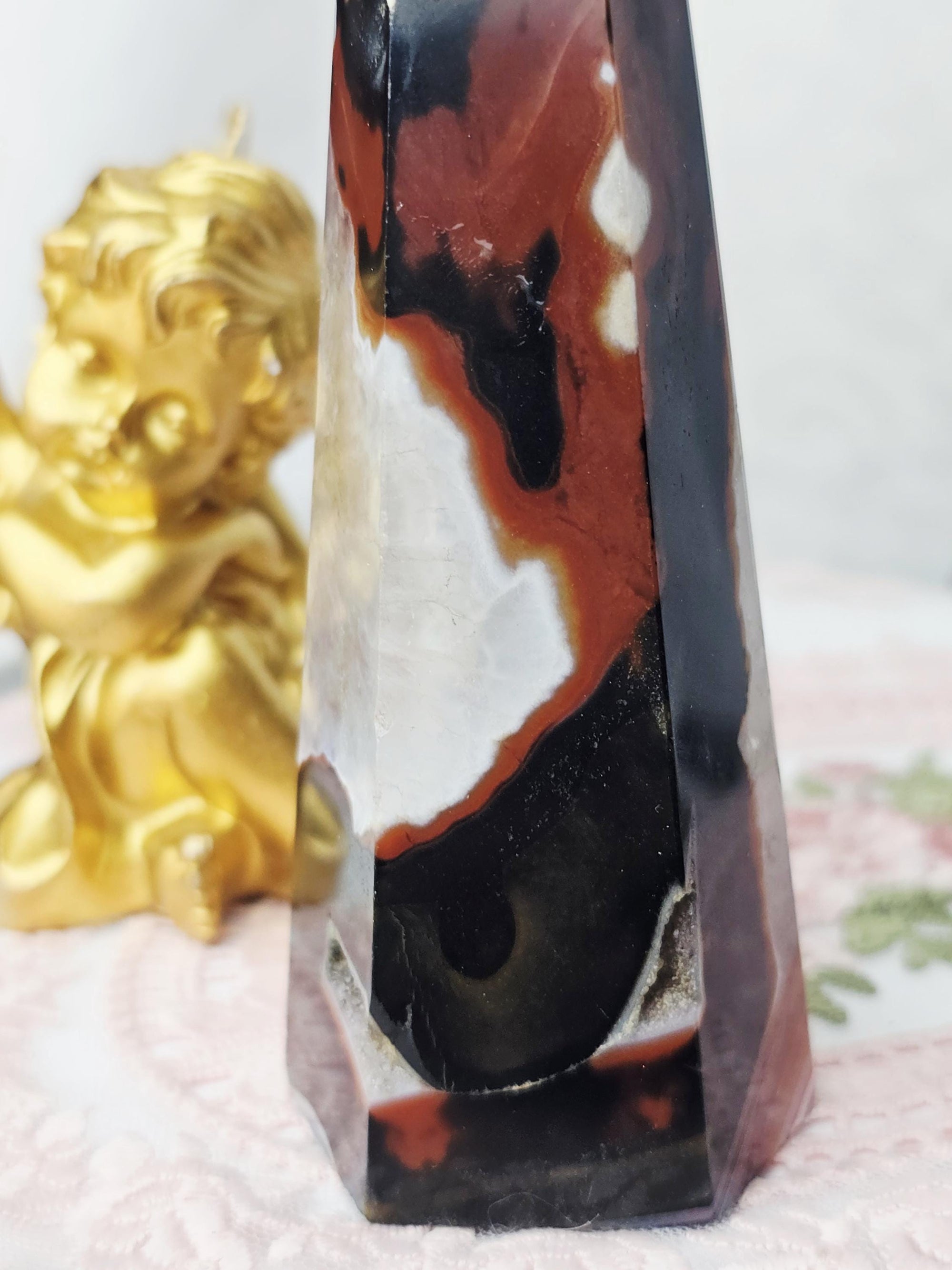 Sardonyx Carnelian Tower, Carnelian Towers , Orange and Black Sardonyx, Crystal Gift