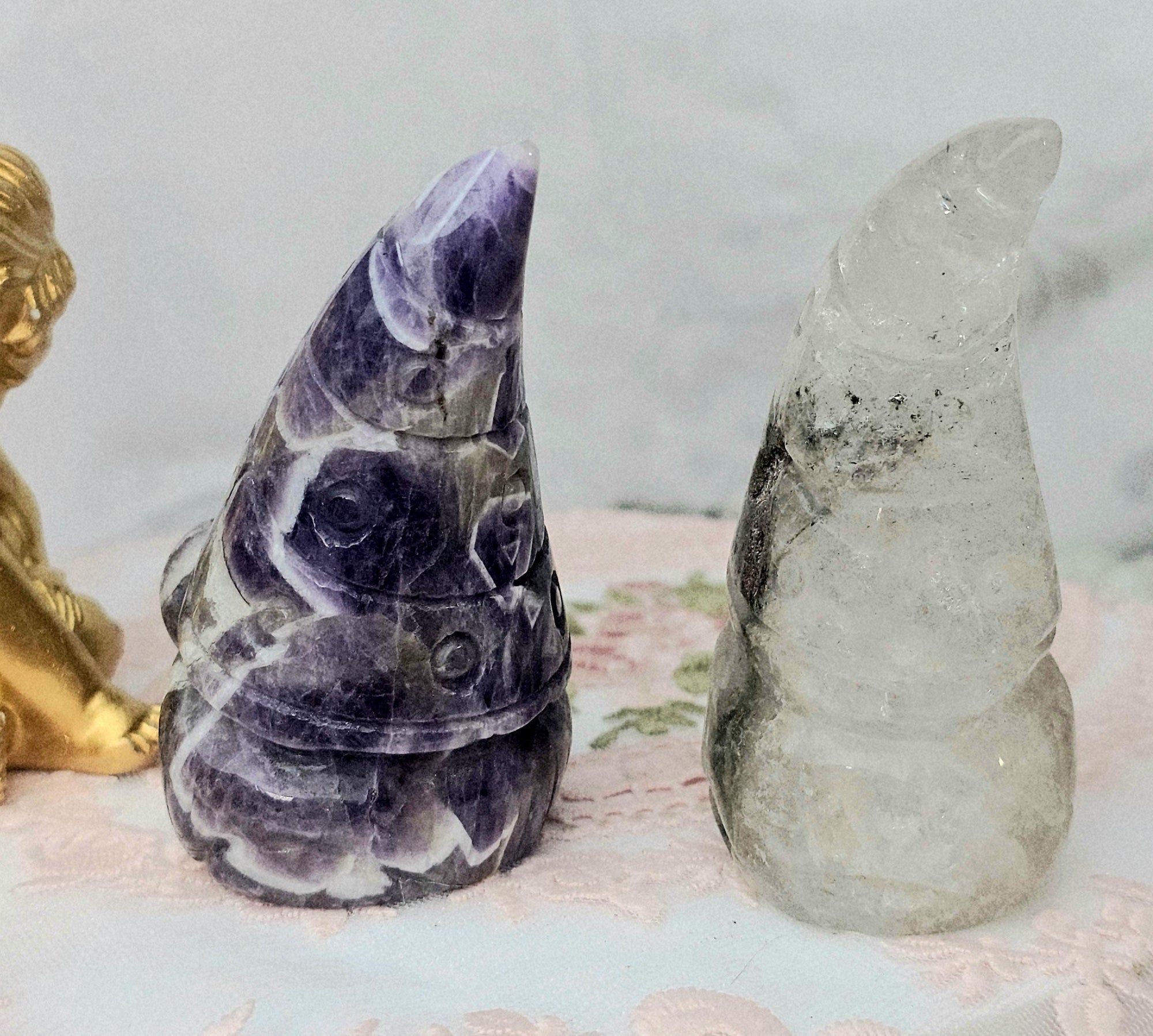 Lg Dream Amethyst or Garden Quartz Gnome, Gnomes, Crystal