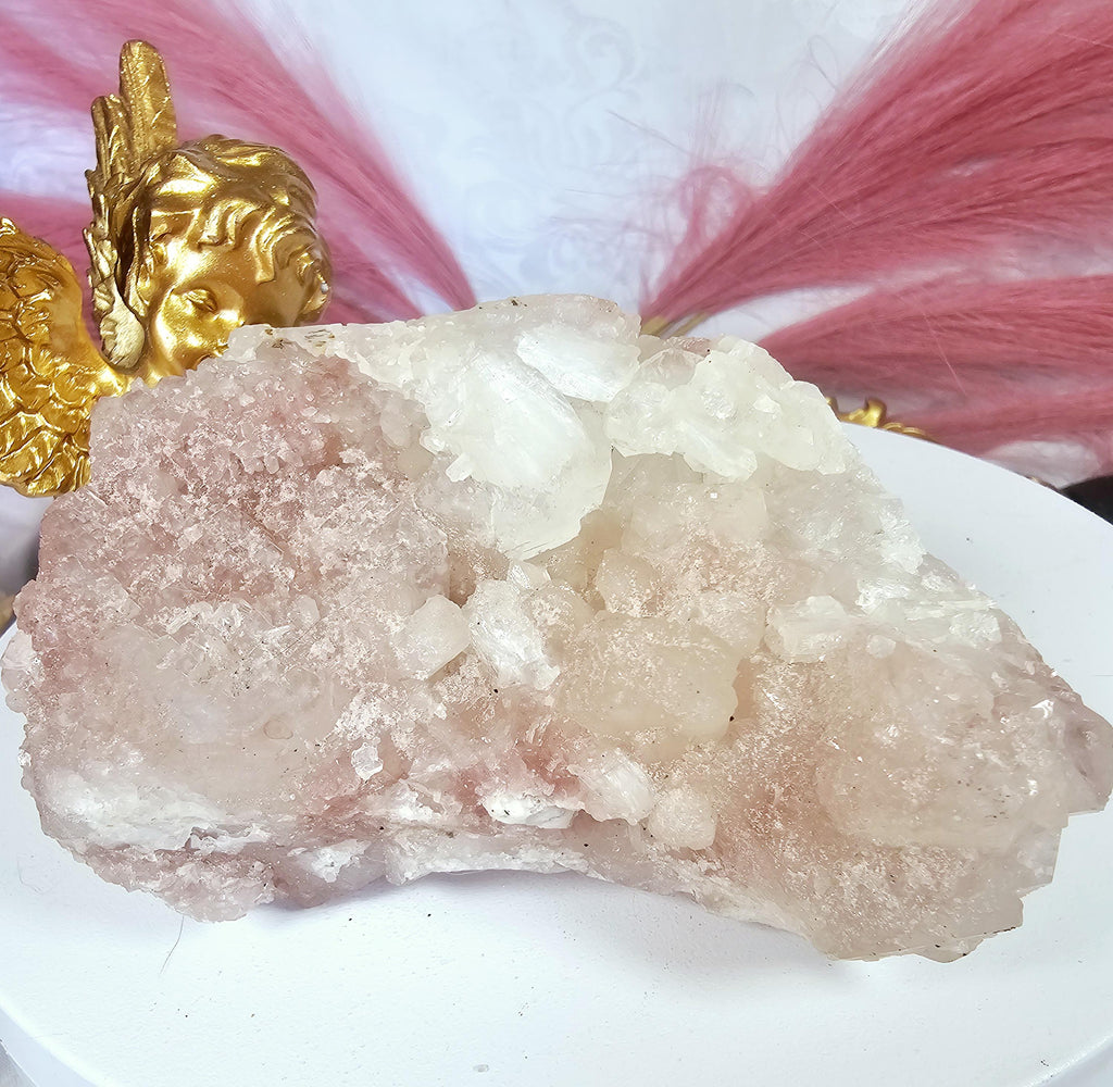 Rare Pink Cotton Candy Sugar Apophyllite Crystal Cluster, India