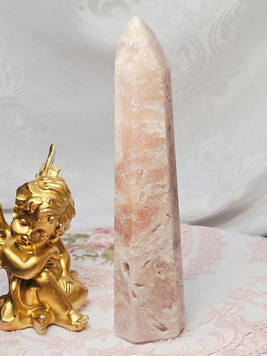 Pink Amethyst Tower with Druzy Tower, Crystal Tower ,Gift