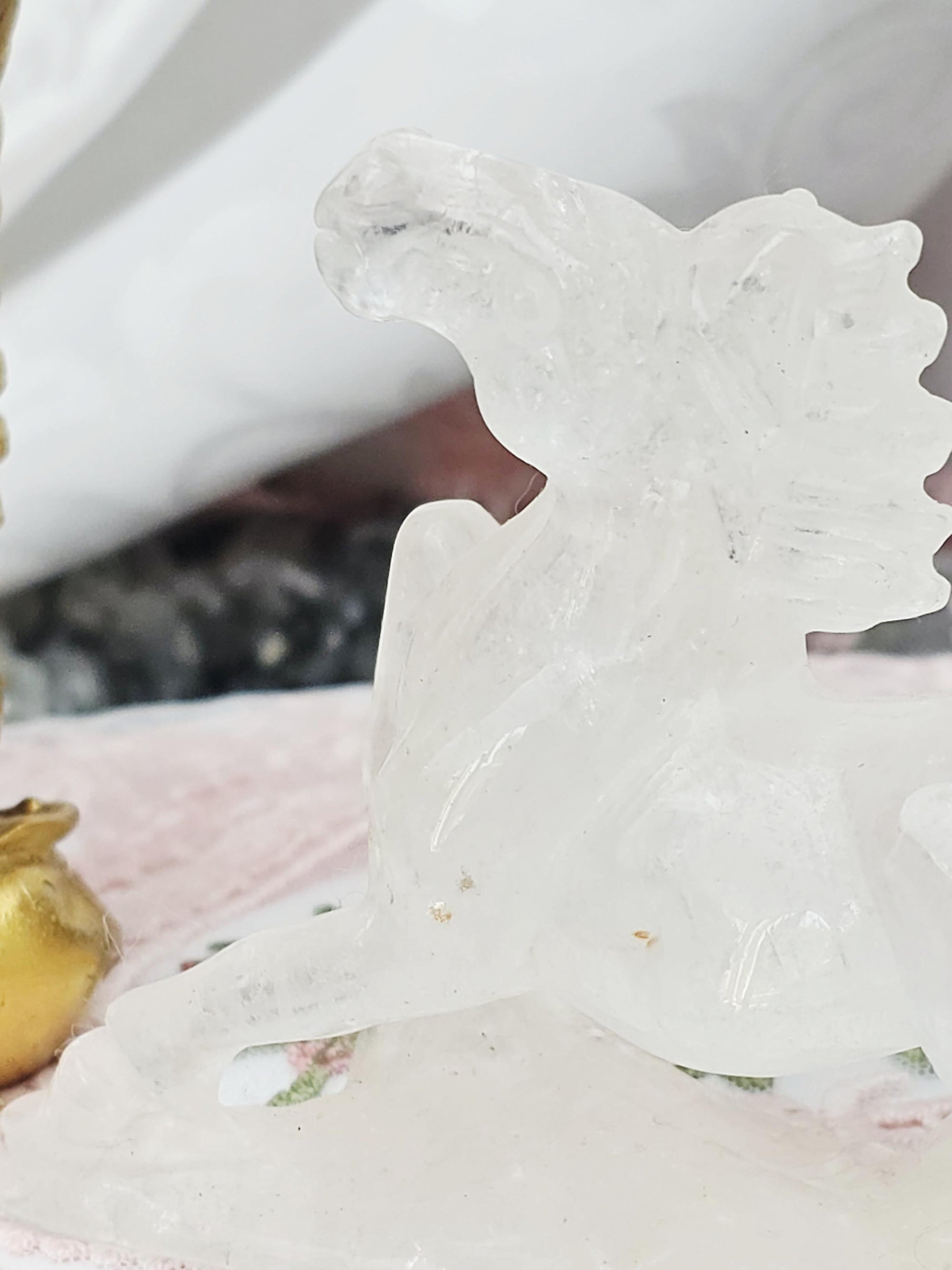 Clear Quartz Horse with Golden Healer
