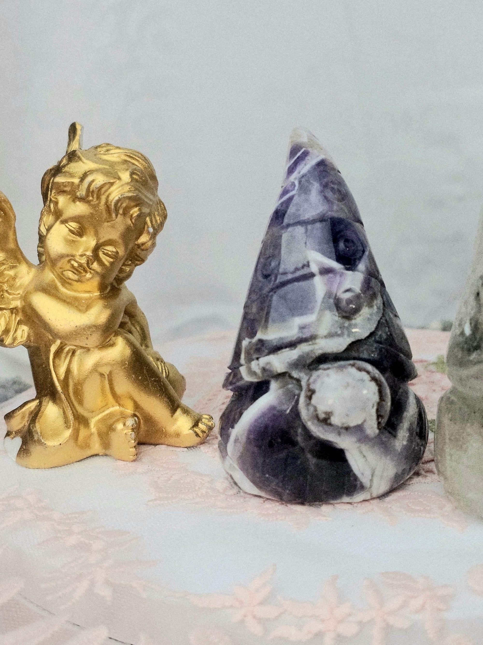 Lg Dream Amethyst or Garden Quartz Gnome, Gnomes, Crystal