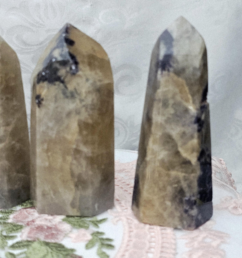 Non Heat Treated Citrine and Lepidolite Tower, Crystal, Natural Citrine Tower, Gift for Her