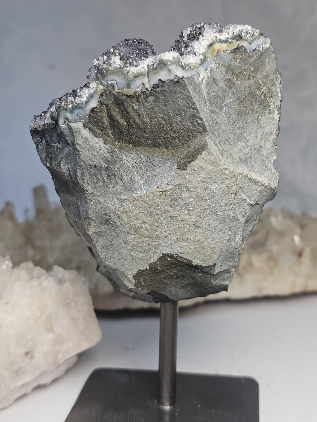 Rare Black Amethyst Stalactite on a Stand, Black Amethyst, Uruguay Statement Piece