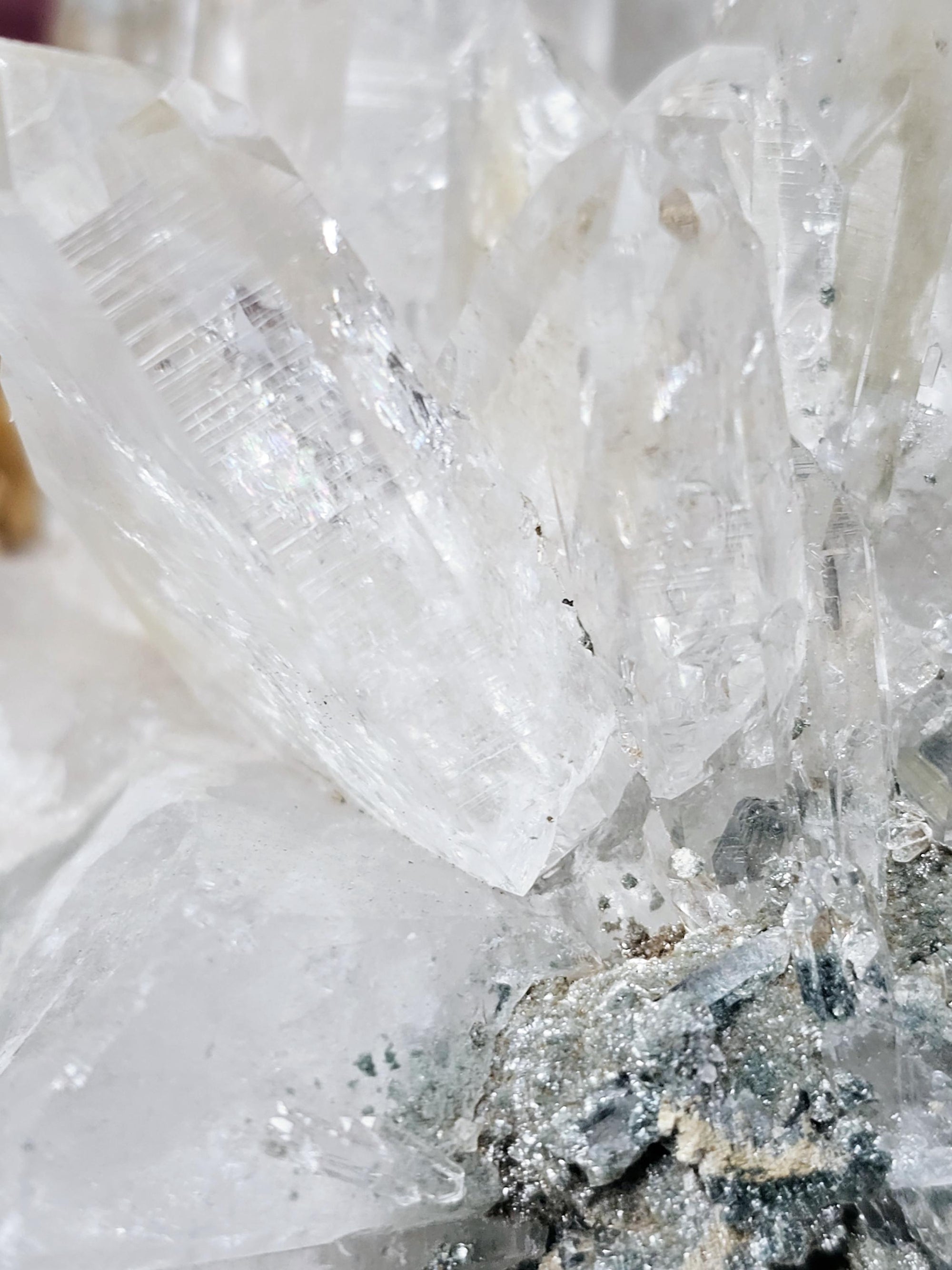RARE LG  Lemurian Quartz Cluster in Fuschite, Columbia, Crystal Cluster
