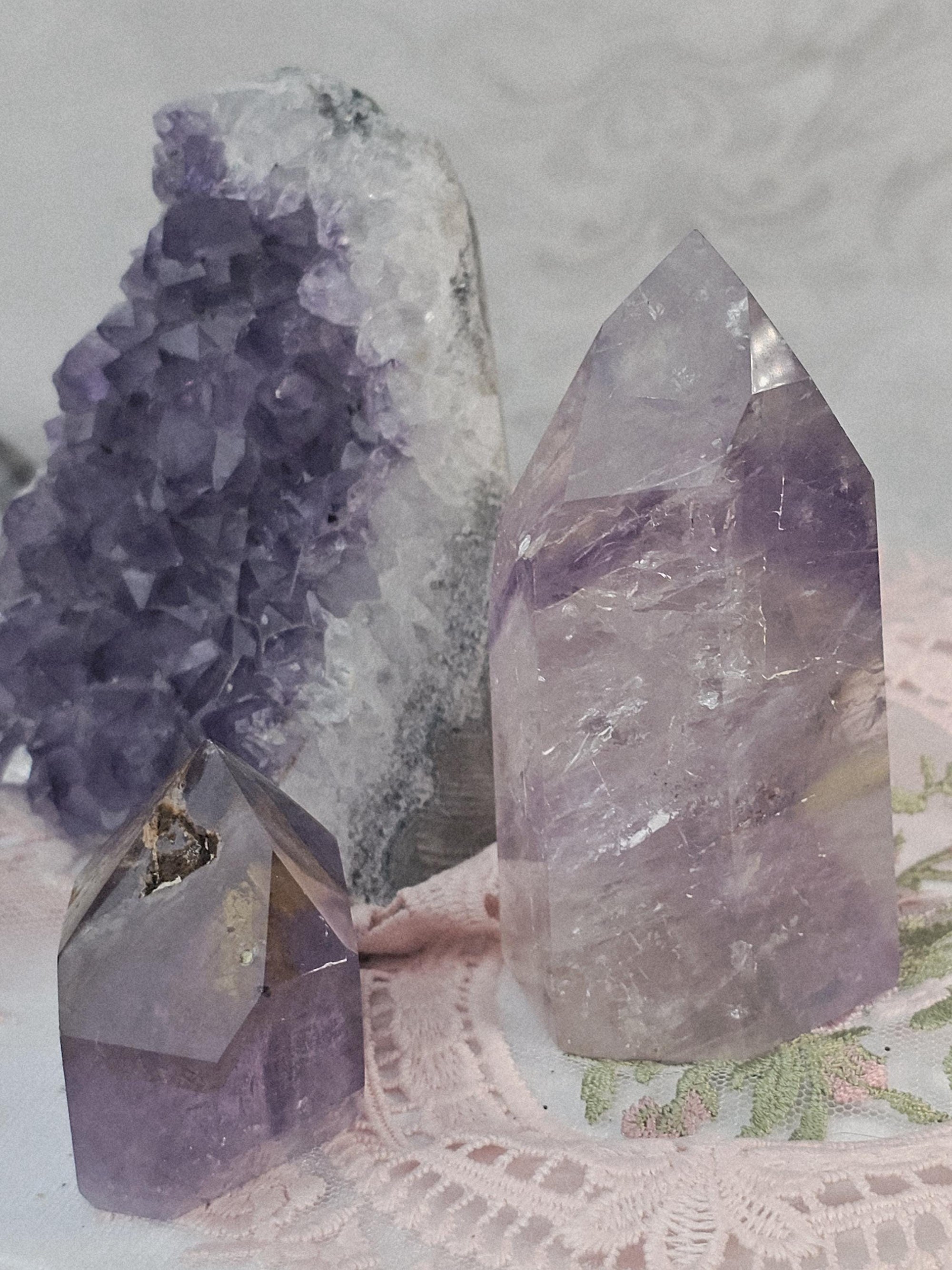 Amethyst Crystal Set, Golden Healer, Phantom Amethyst, Cutbase