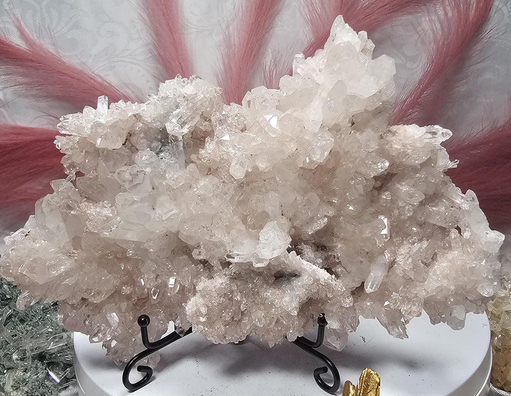 RARE Super Pink Lemurian Quartz Cluster, Columbia, Crystal Cluster