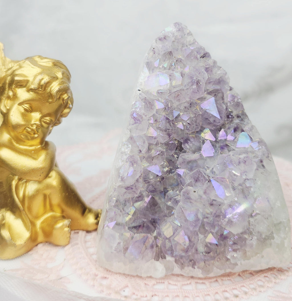 Rare Angel Aura Amethyst Cutbase, Angel Aura Amethyst, Statement Piece