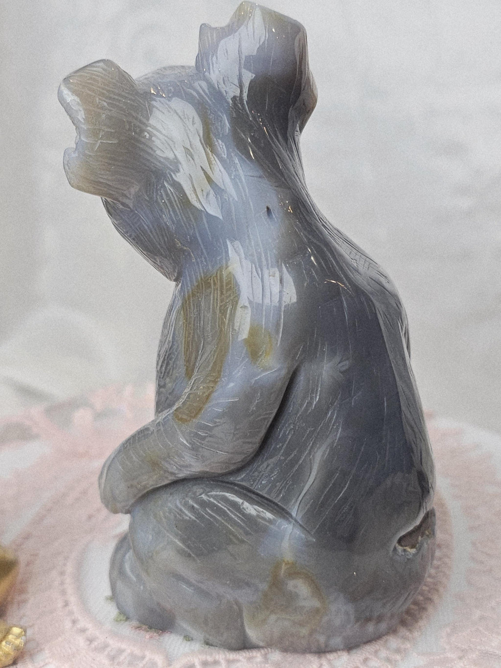 Banded Agate Koala,  Bear Statue, Druzy Agate Crystal, Home Decor, Sculpture, Koala