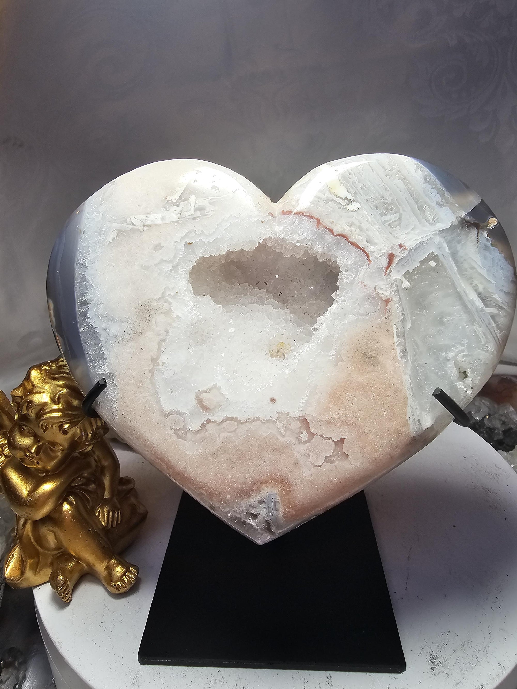 Sparkling Pink Amethyst Druzy Heart, Brazilian Crystal Gift
