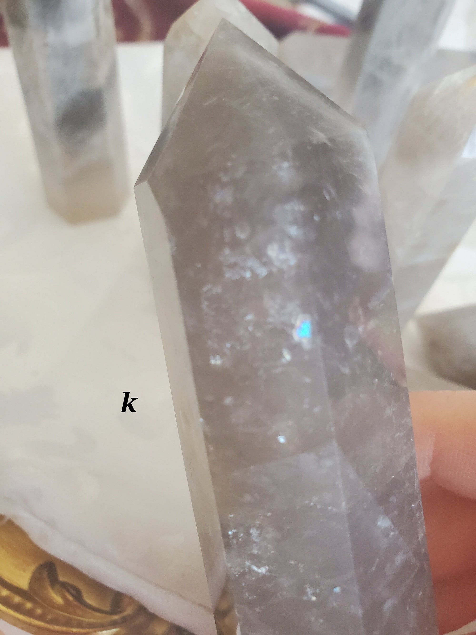 Lg Blue Rose Quartz with Rainbows Crystal Tower, 4in Blue Rose Quartz Crystals, Crystal, Gifts