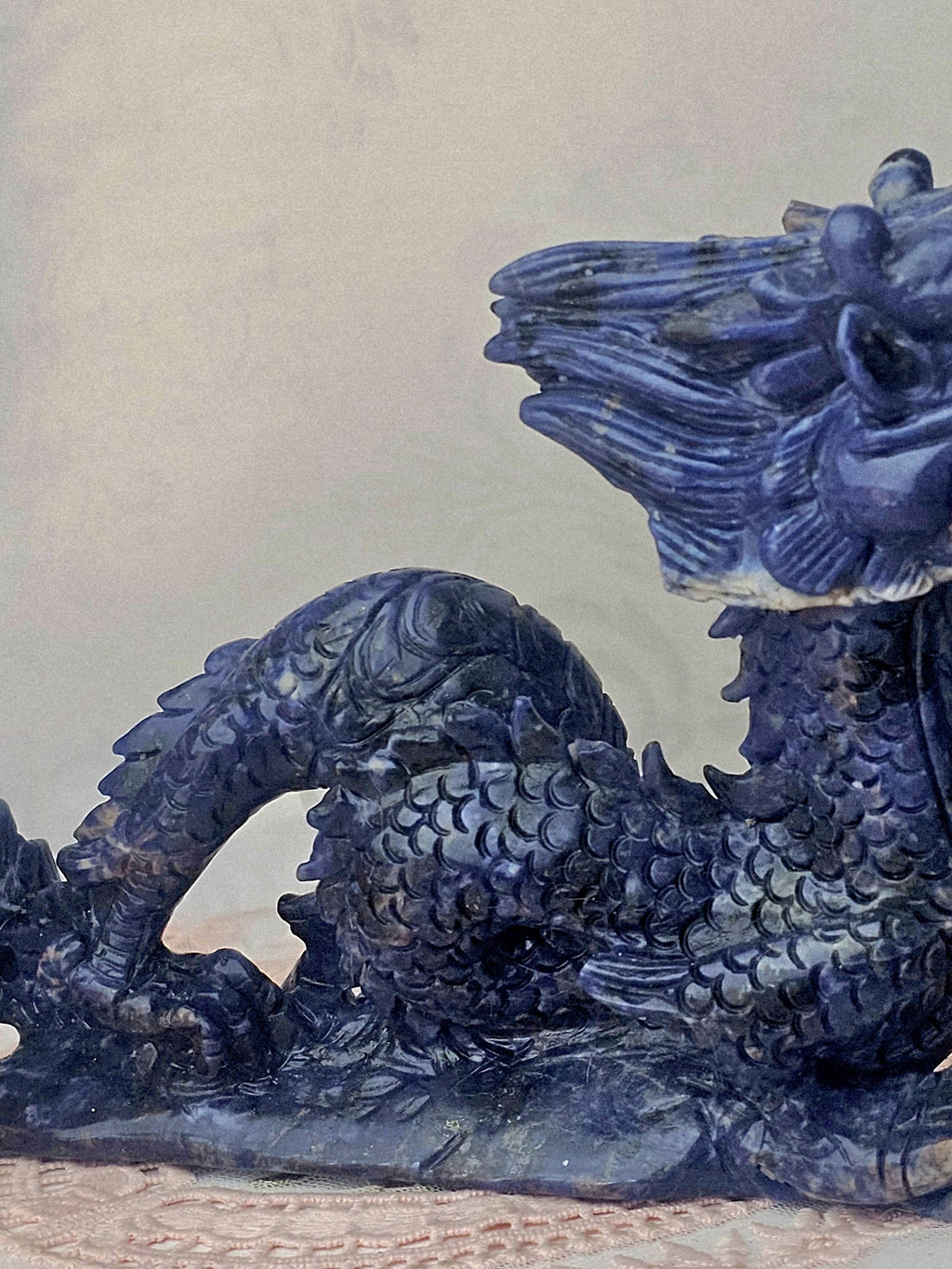 Sodalite Crystal Dragon Sculpture, Healing Home Decor