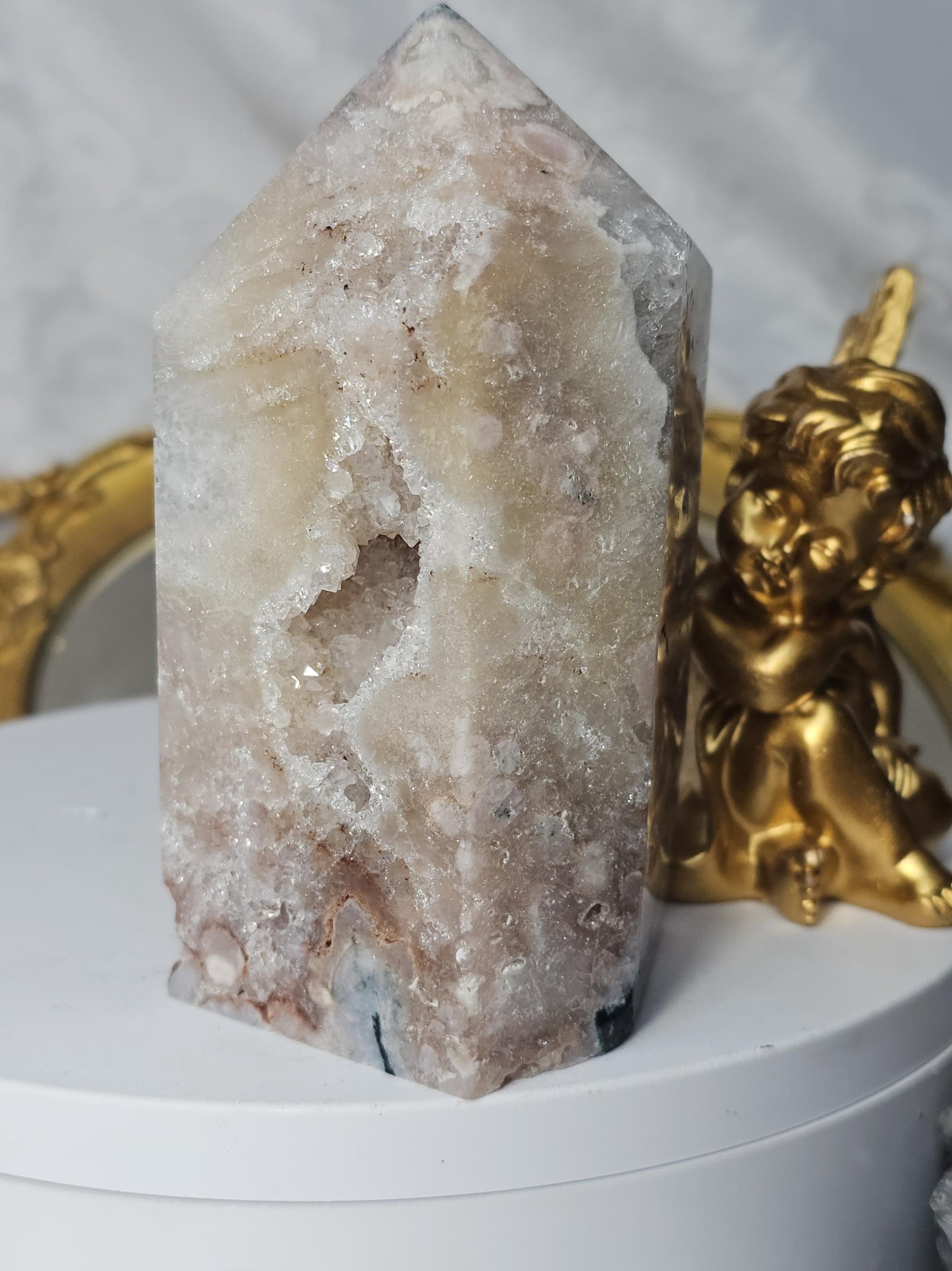 Brazilian Pink Amethyst Druzy Tower, Reiki Infused Crystal Gift