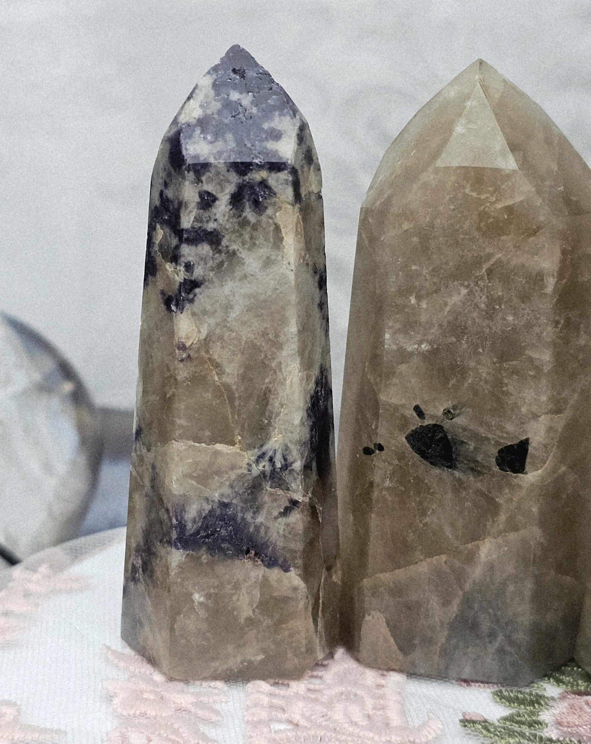 Non Heat Treated Citrine and Lepidolite Tower, Crystal, Natural Citrine Tower, Gift for Her