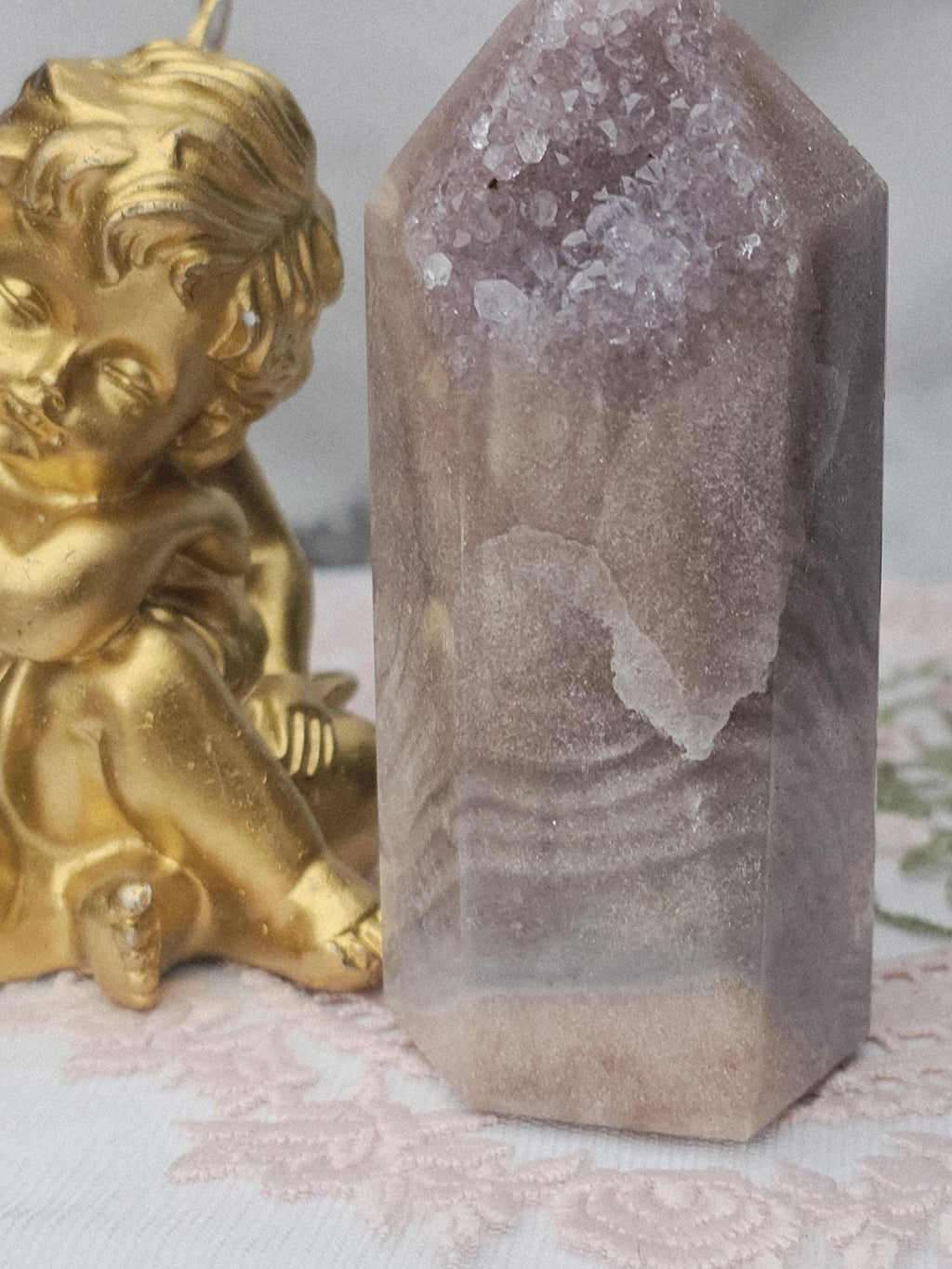 Pink Amethyst Tower, Druzy Tower, Crystal Tower ,Gift