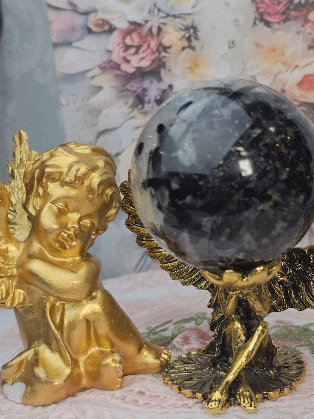 Rutilated Quartz Sphere, Black Tourmaline Sphere, Crystal Ball, Crystal Sphere