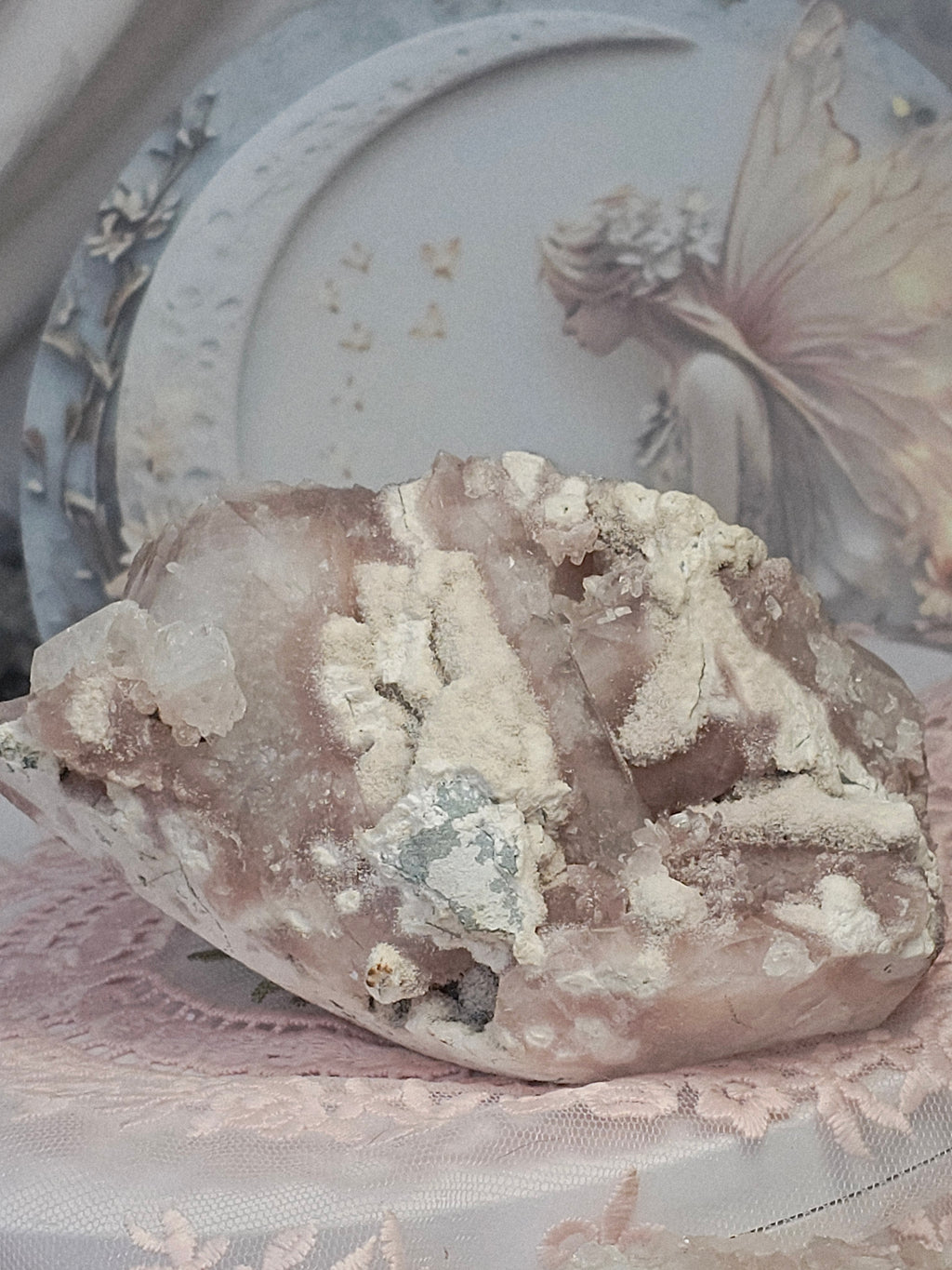 RARE Pink Sugar Apophyllite with Stillbite from India , Apophyllite, Crystal, Crystal
