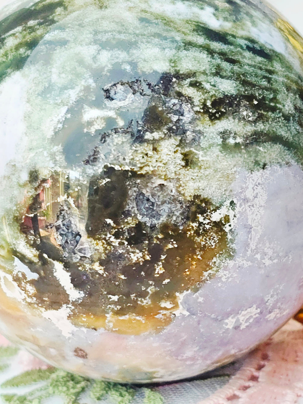 Rare Colorful Druzy Ocean Jasper Sphere, Ocean Jasper, Crystal Sphere
