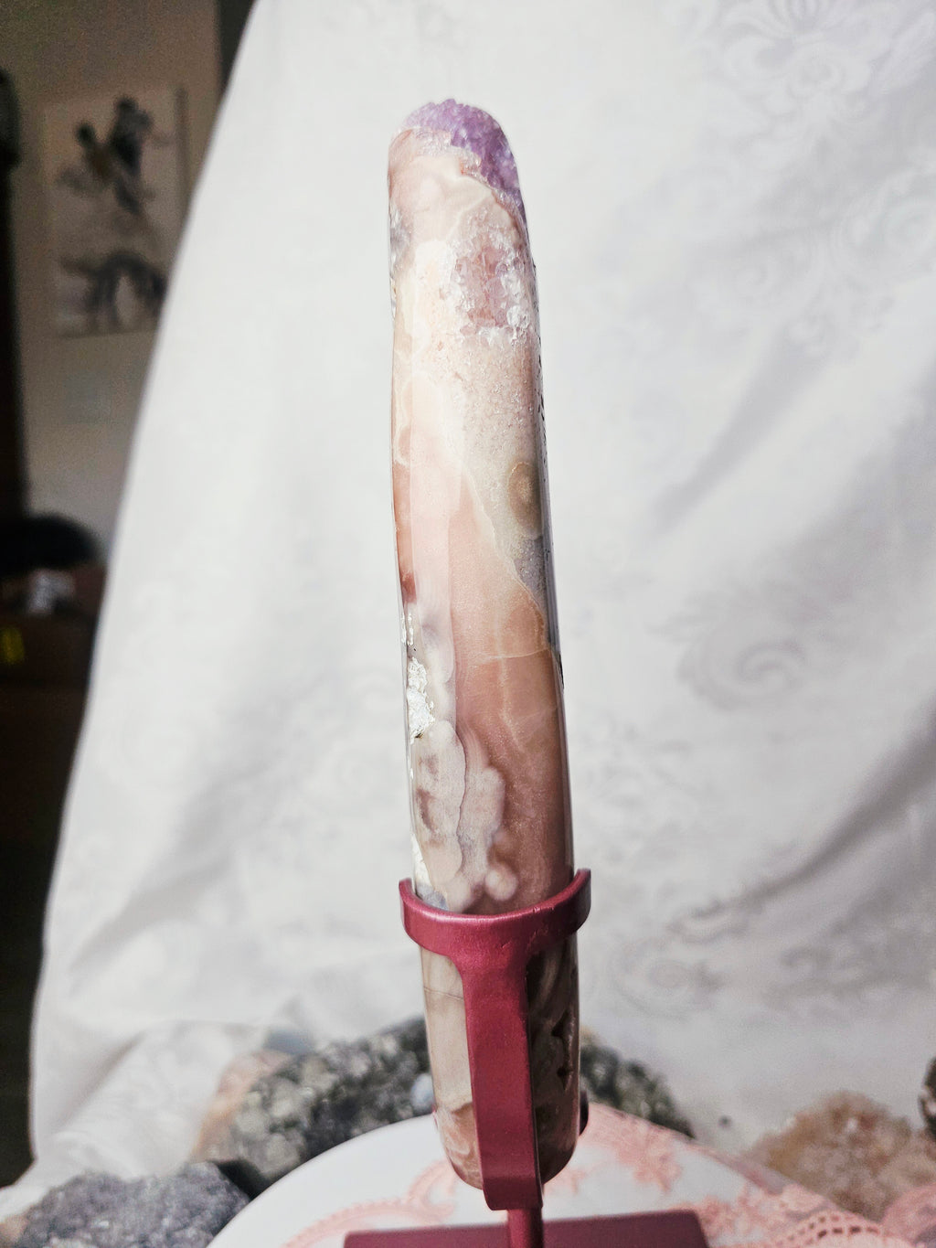 Brazilian Amethyst Druzy Slab, Pink Amethyst Druzy Slab, Red Pink Amethyst, Crystal Slab (Copy)