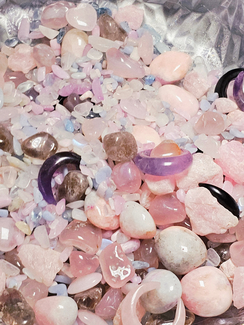 Mystical Crystal Confetti, Morganite, Aquamarine, Kunzite, Moonstone, Pink Chalcedony