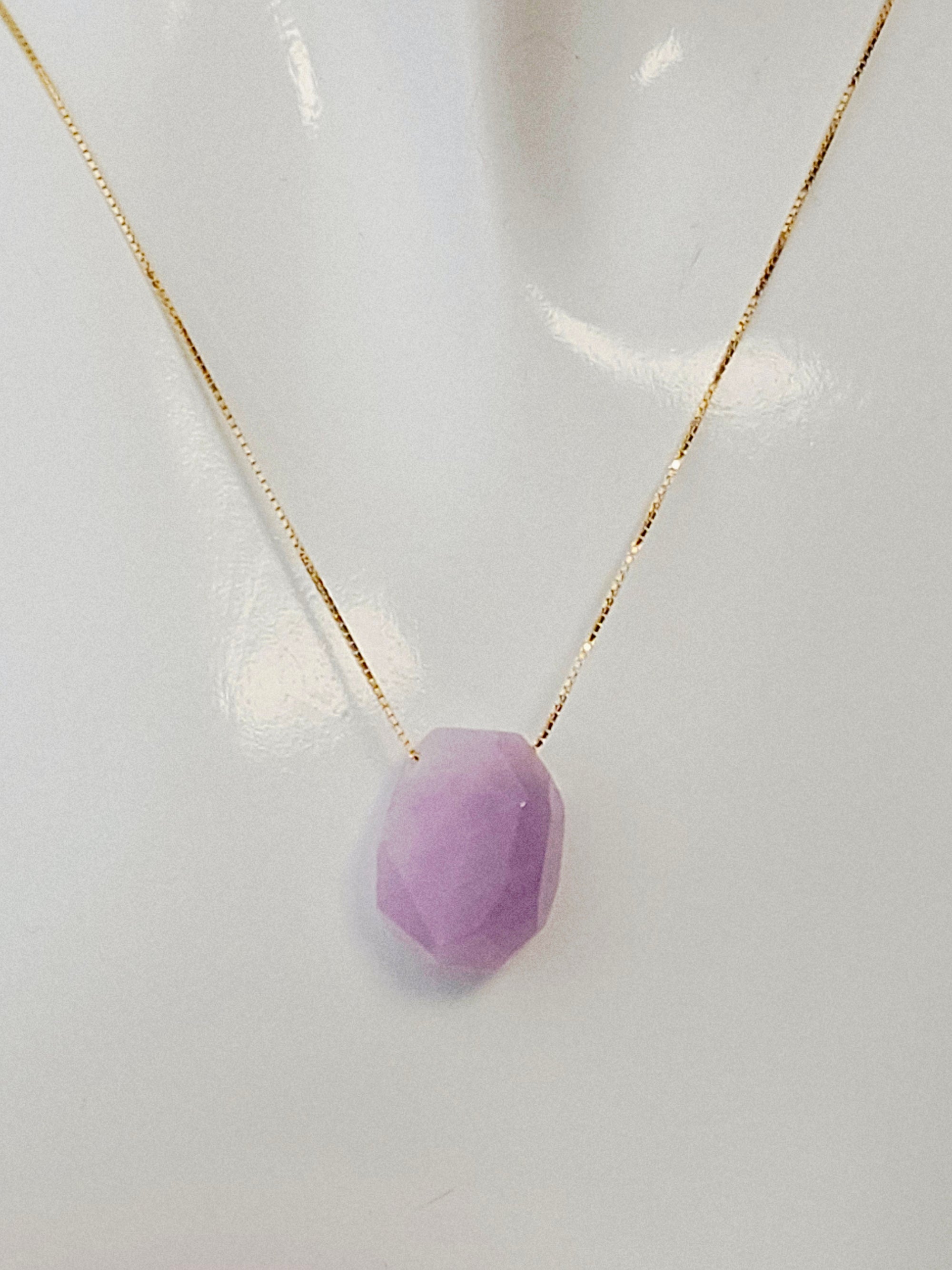 Kunzite Faceted Necklace, boho, Hippie, gifts for her, birthday,  love energy, romance, love necklace,Crystal healing