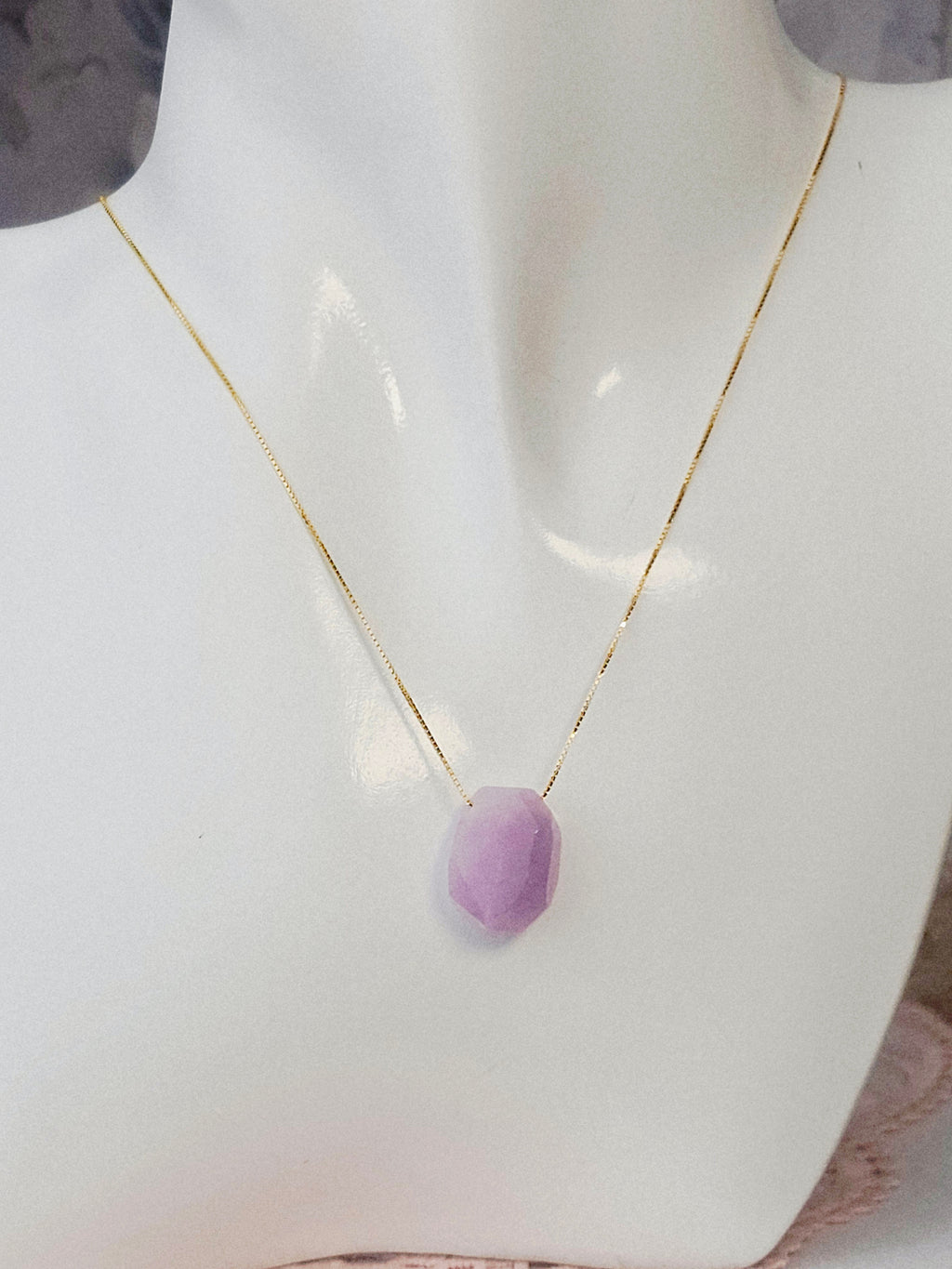 Kunzite Faceted Necklace, boho, Hippie, gifts for her, birthday,  love energy, romance, love necklace,Crystal healing