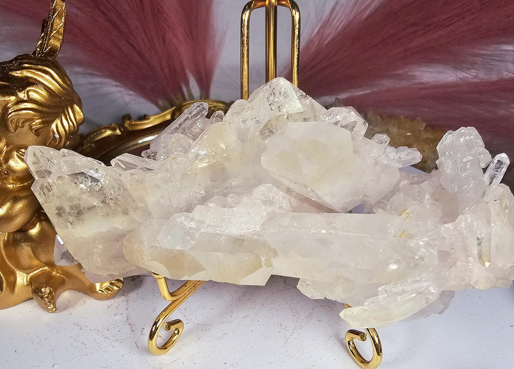 RARE Pink Tabby Lemurian Quartz Cluster, Mango Quartz and Pink Lemurian Quartz Cluster Columbia, Crystal Cluster