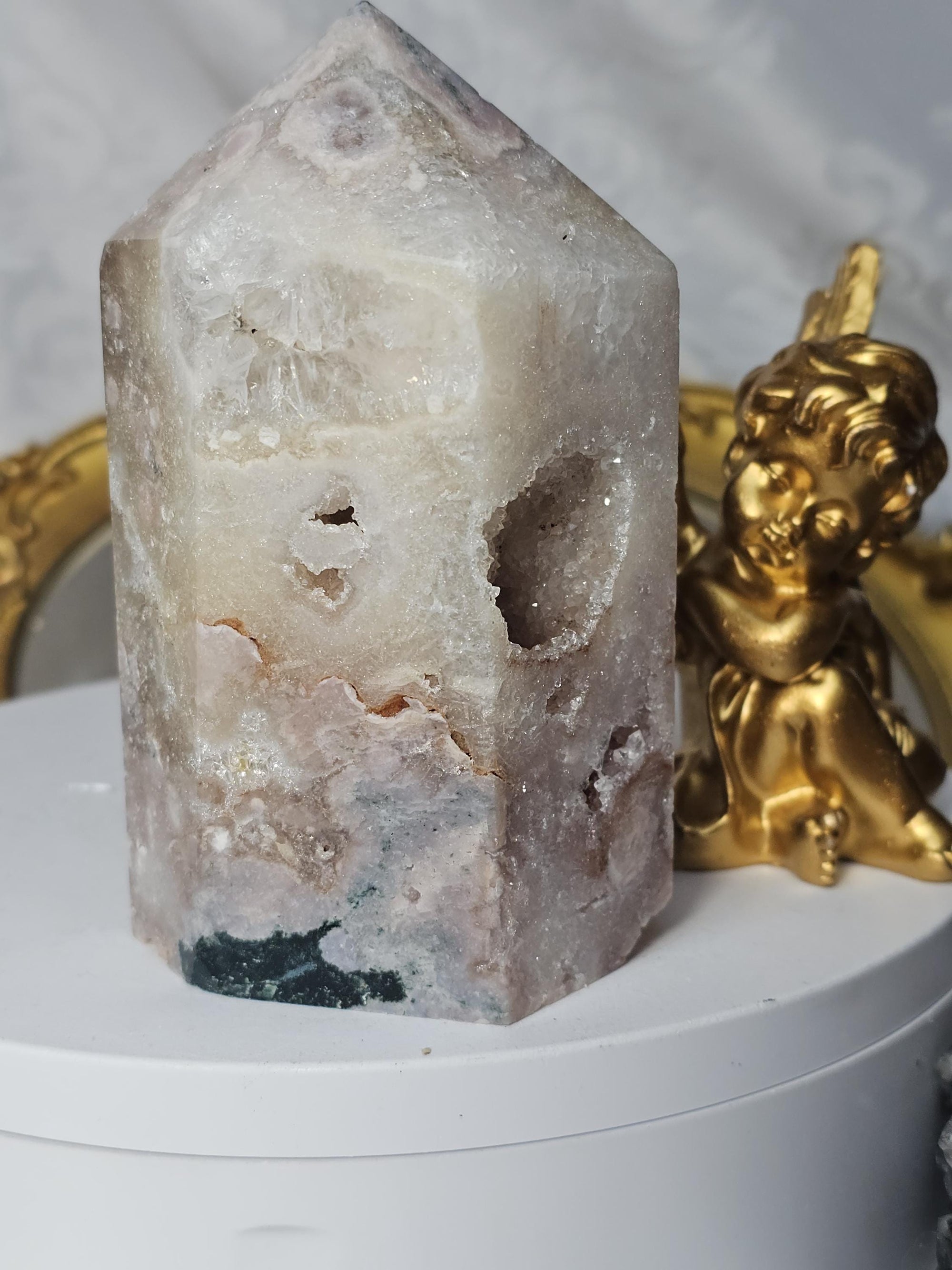 Brazilian Pink Amethyst Druzy Tower, Reiki Infused Crystal Gift