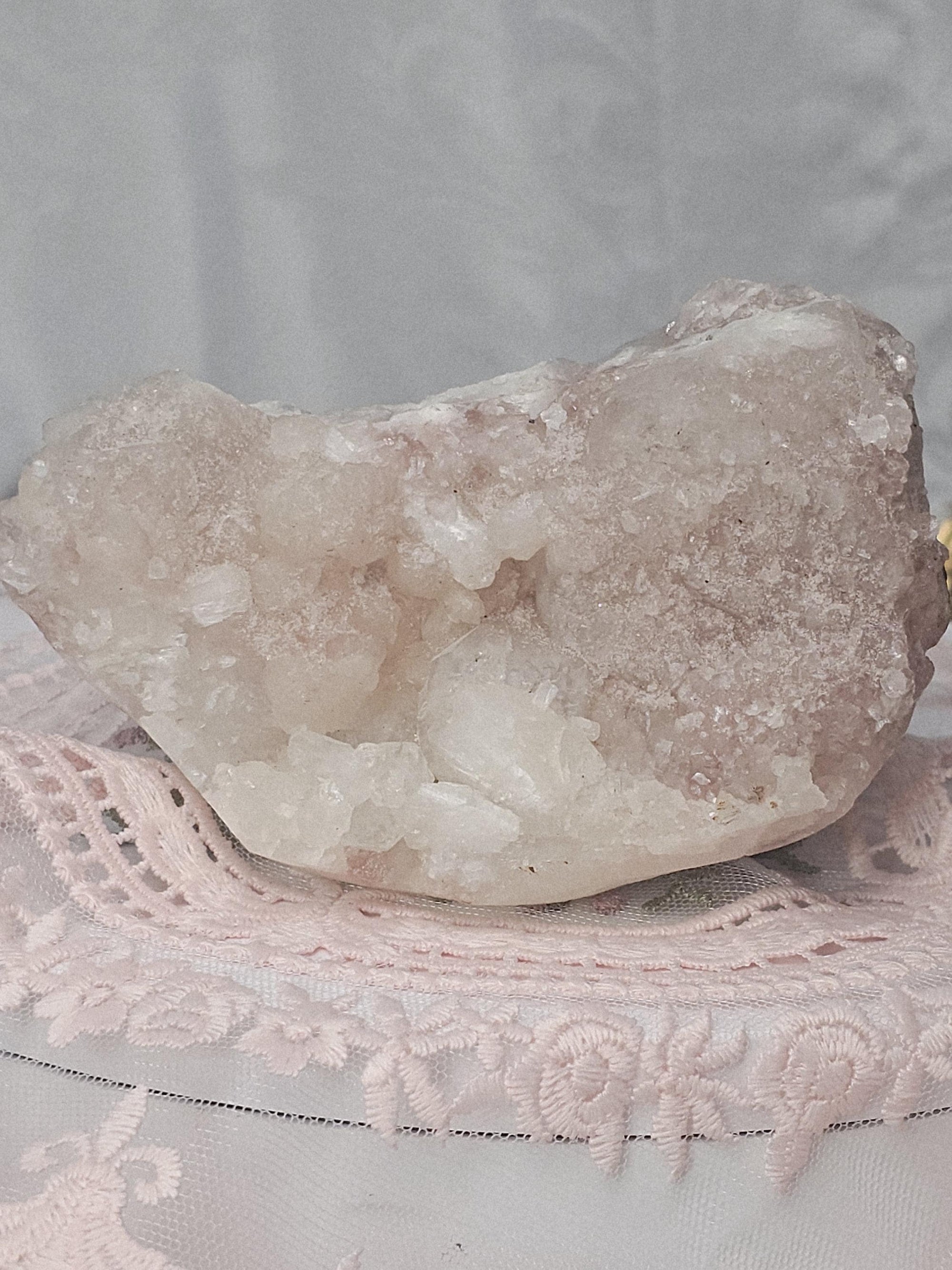 RARE Pink Sugar Apophyllite with Stillbite from India , Apophyllite, Crystal, Crystal