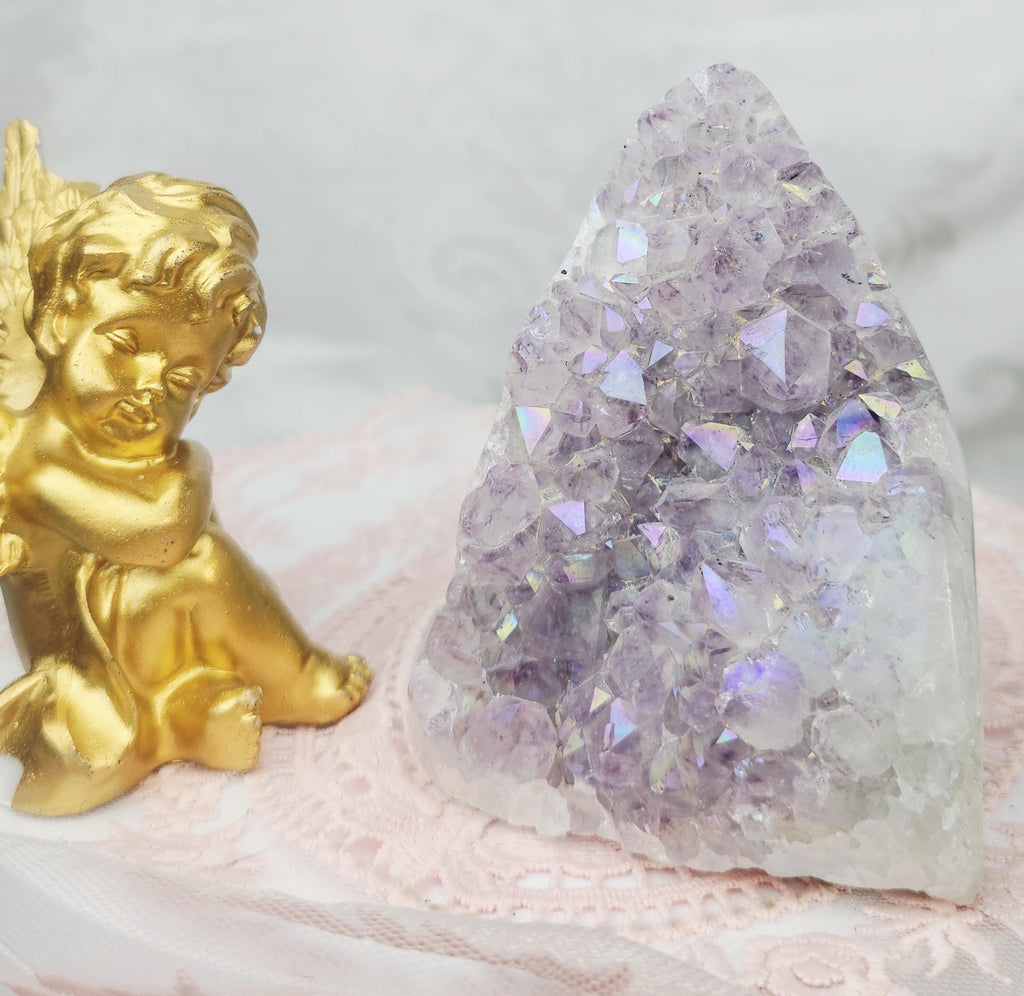 Rare Angel Aura Amethyst Cutbase, Angel Aura Amethyst, Statement Piece