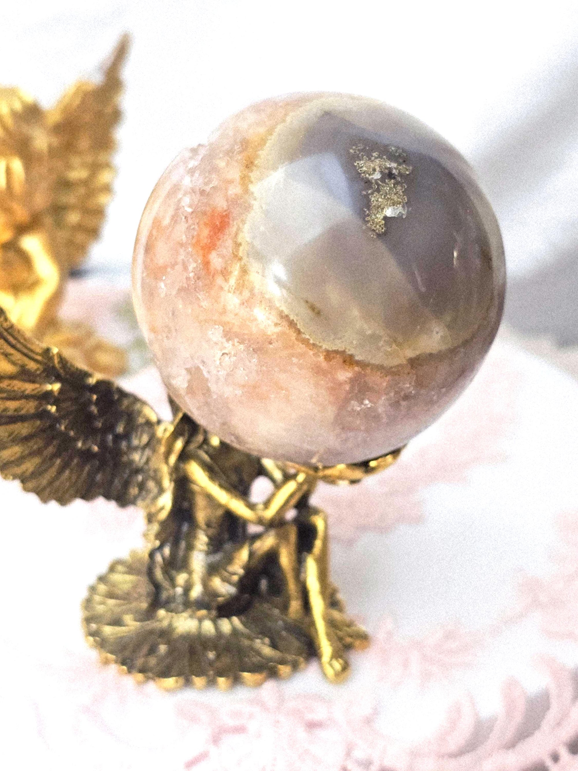 Pink Amethyst Druzy Sphere, Red Quartz Crystal Ball