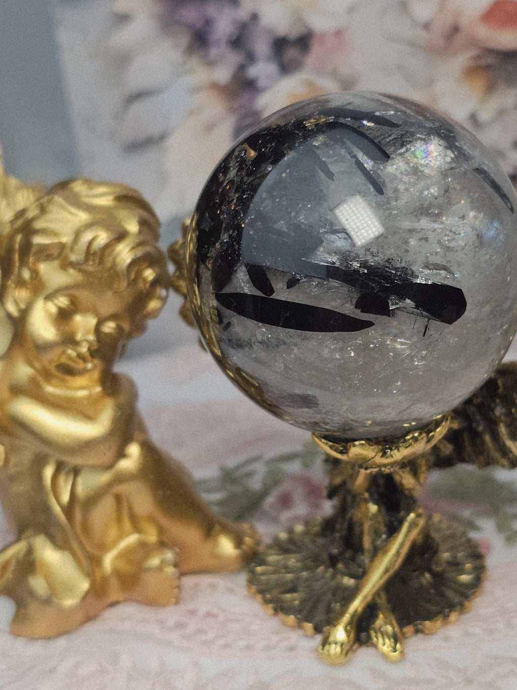 Rutilated Quartz Sphere, Black Tourmaline Sphere, Crystal Ball, Crystal Sphere
