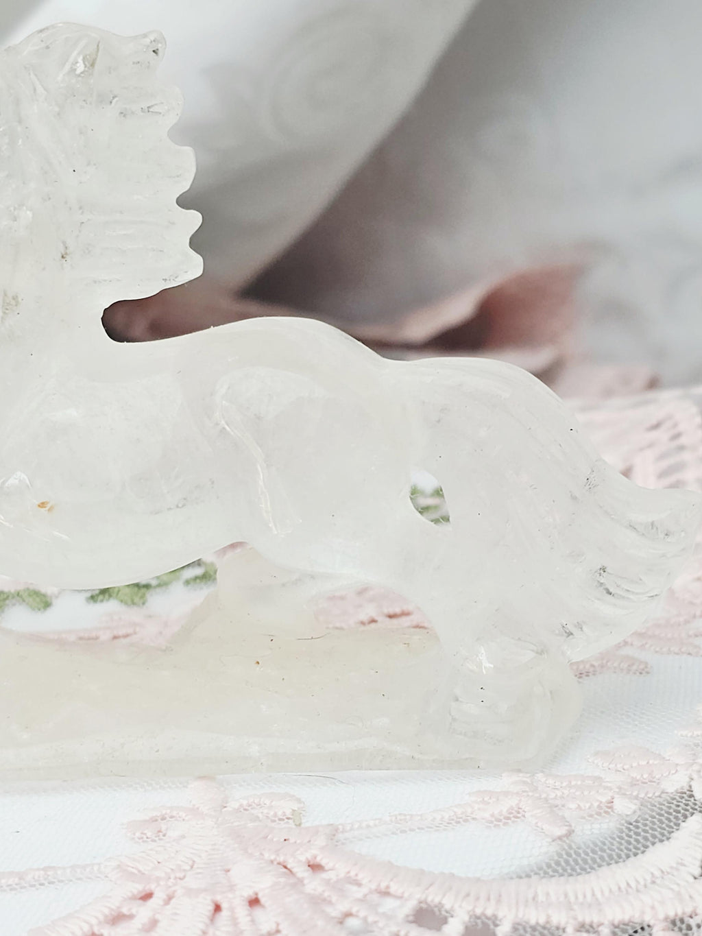 Clear Quartz Horse with Golden Healer