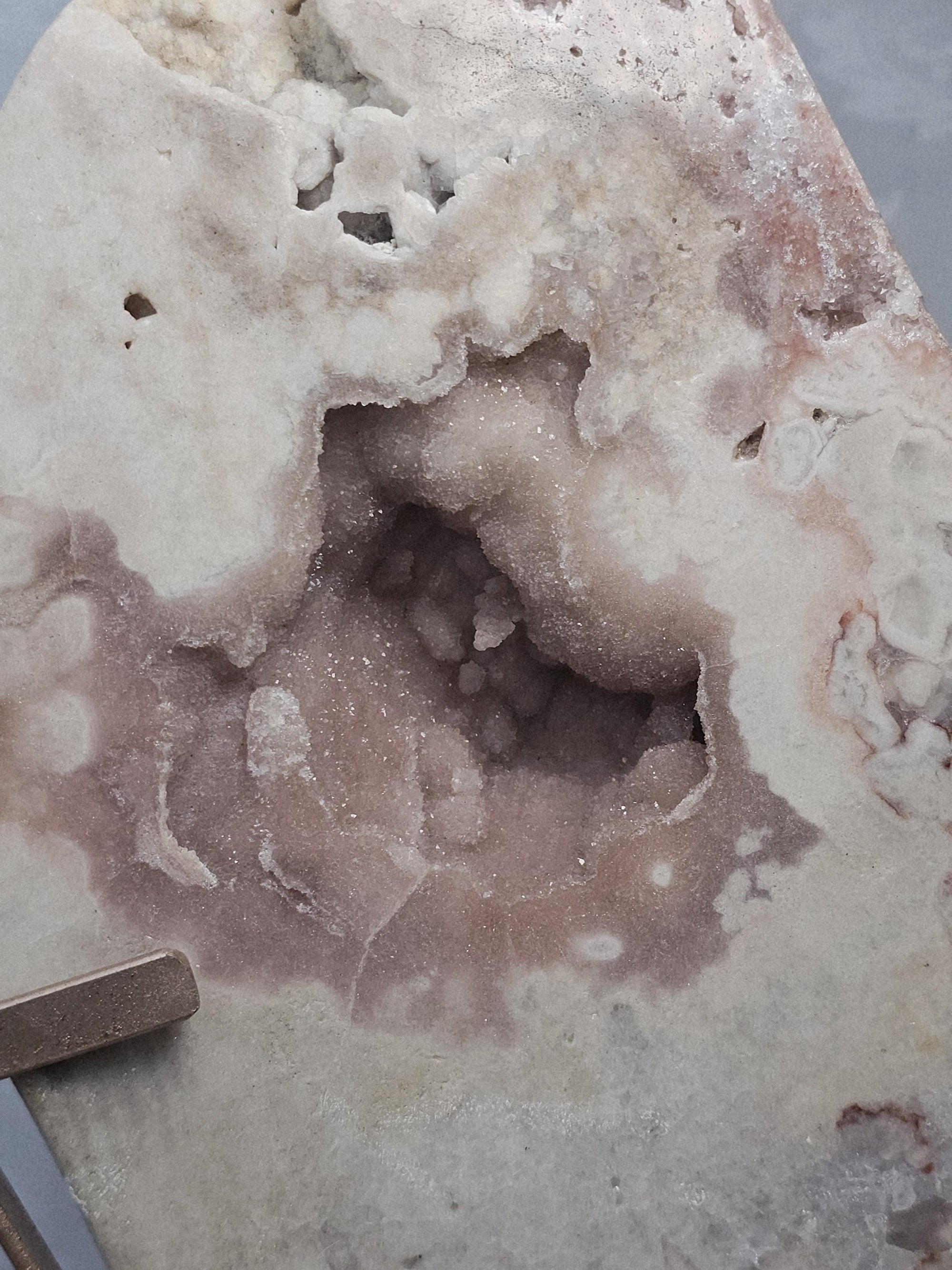 Large Pink Amethyst Slab, Brazilian Crystal with Quartz Druzy