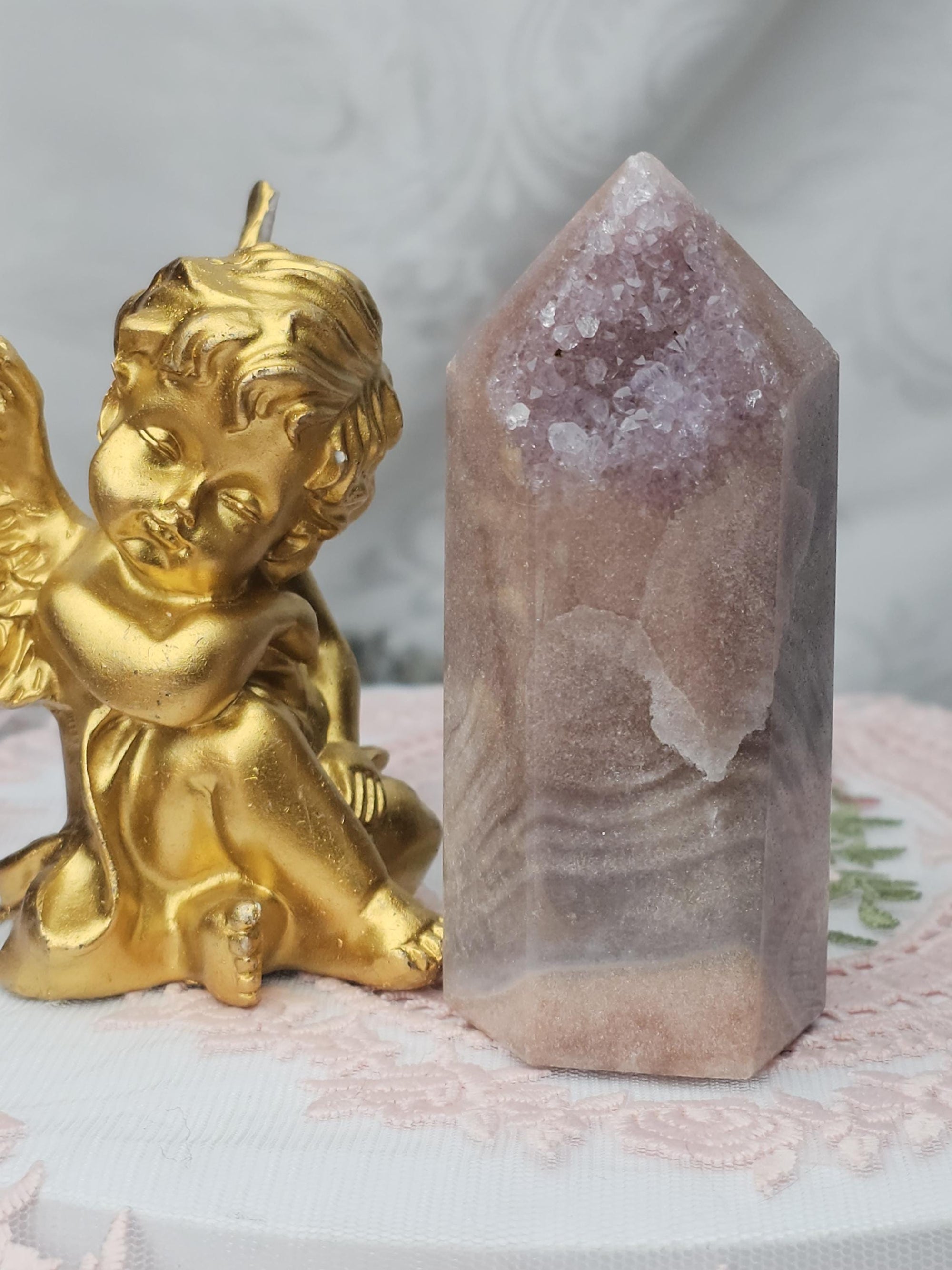 Pink Amethyst Tower, Druzy Tower, Crystal Tower ,Gift