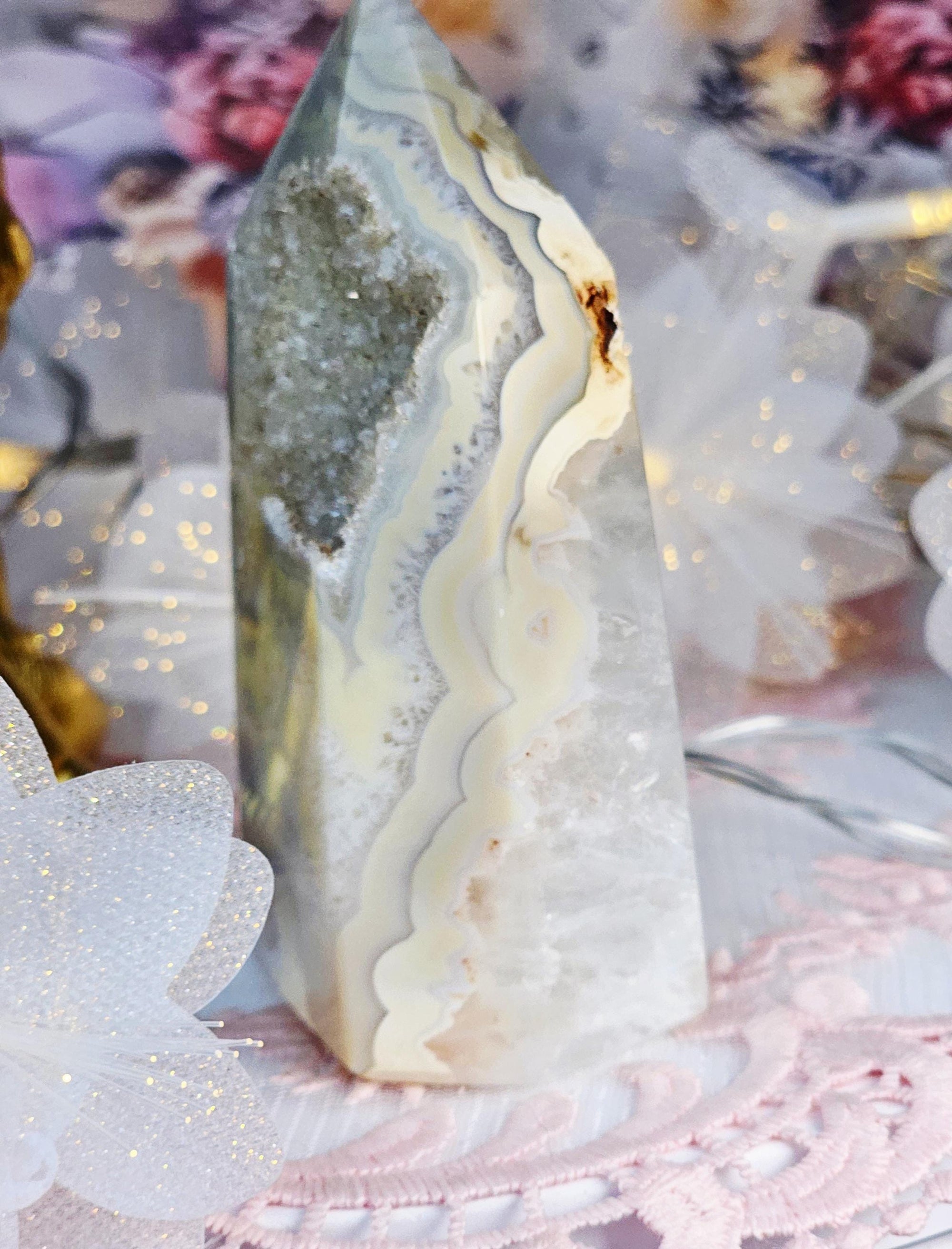 Druzy Agate Tower, Crystal Gift, Home Decor