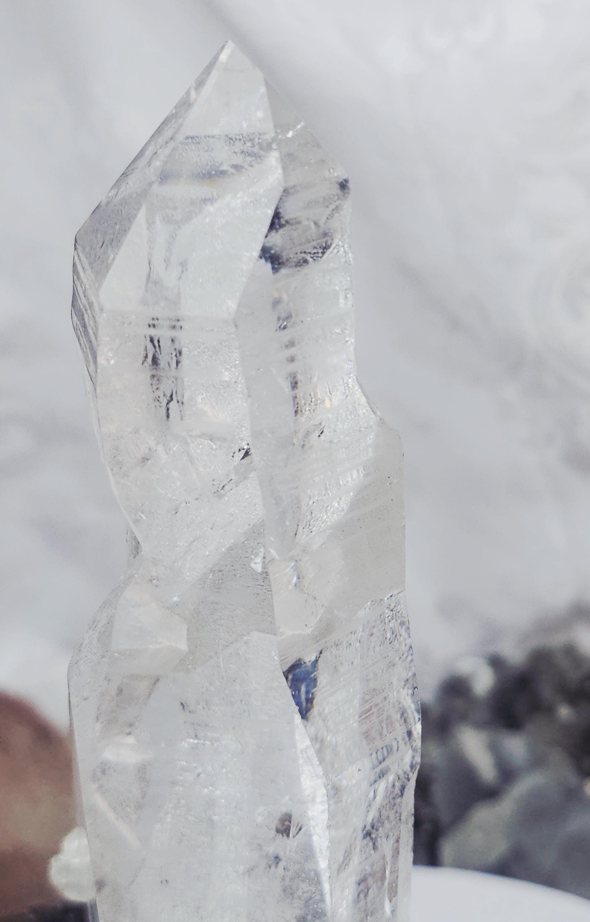 RARE LG  Lemurian Inner Child or Manifestation Quartz on a Stand , Columbia, Crystal Statement Piece