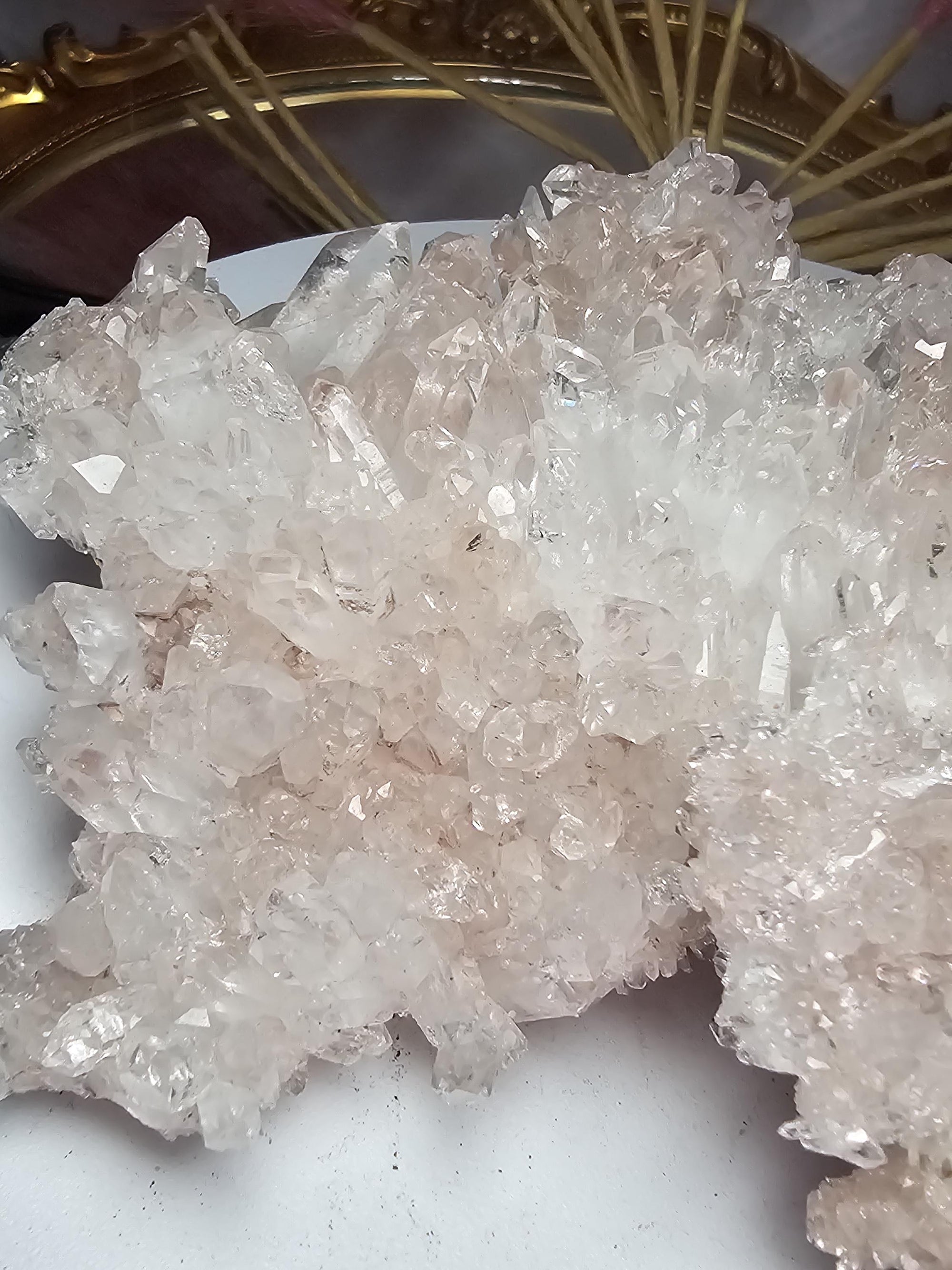 RARE Super Pink Lemurian Quartz Cluster, Columbia, Crystal Cluster